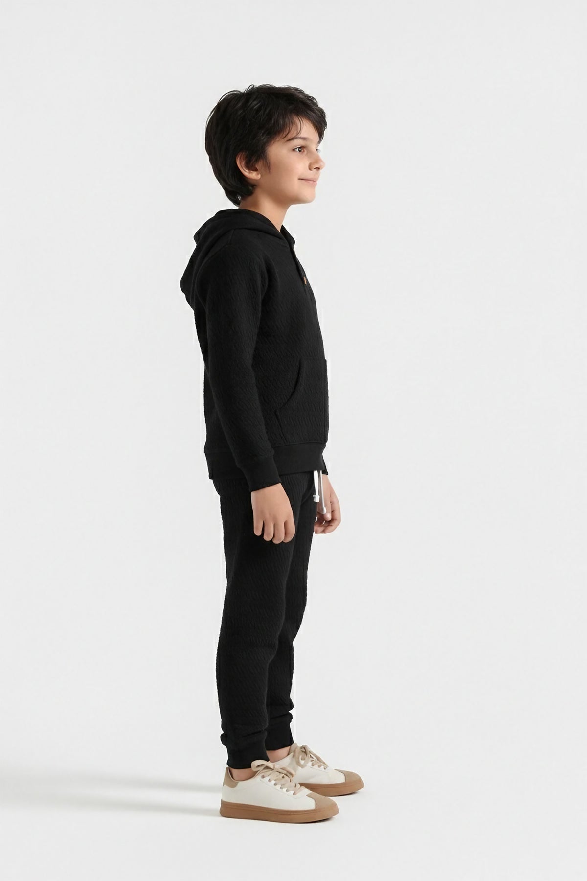 Premium Quality Quilted Jacquard Black Tracksuit For Kids