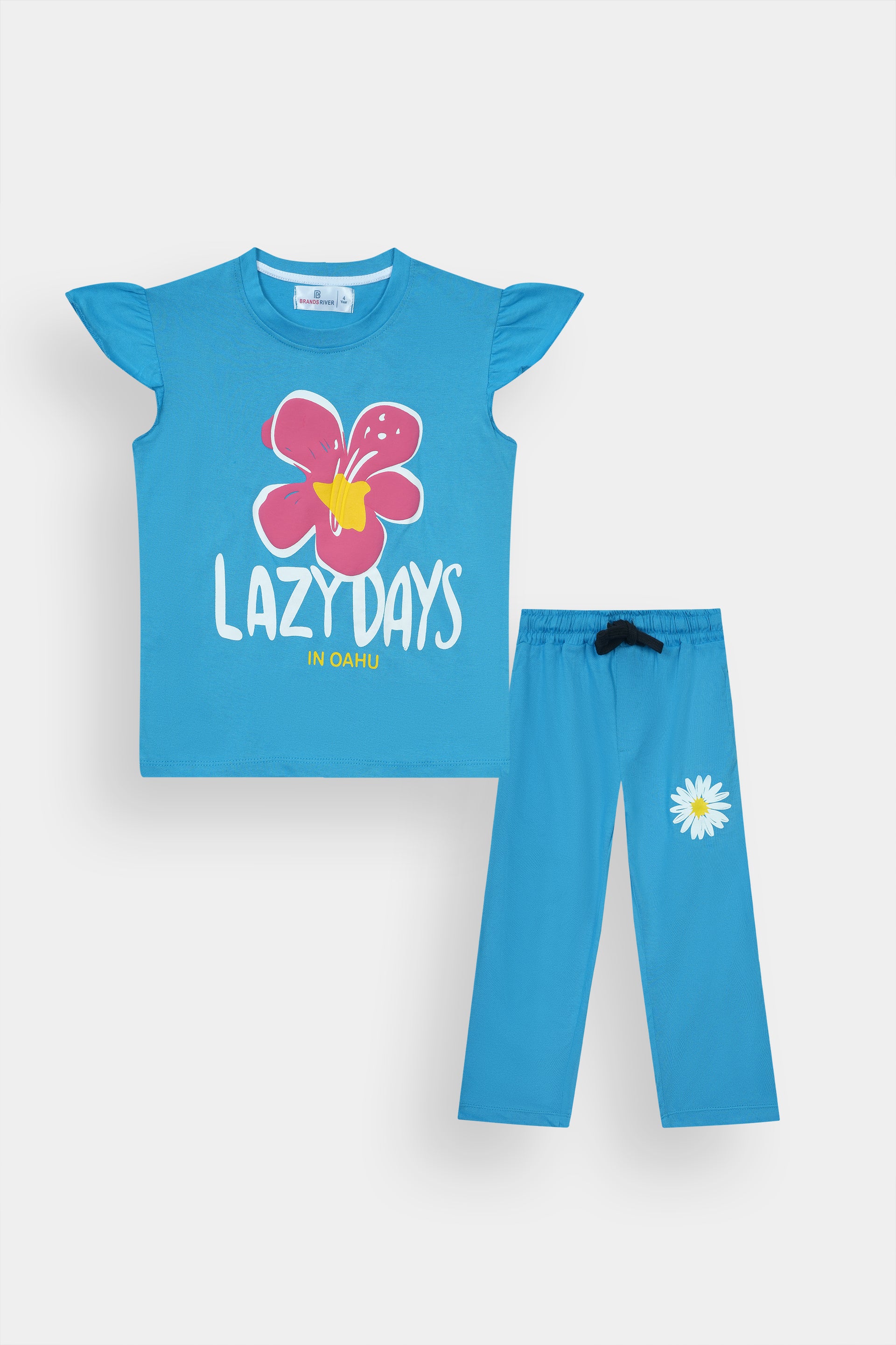Girls Premium Quality "Lazy Days" Printed Summer Suit