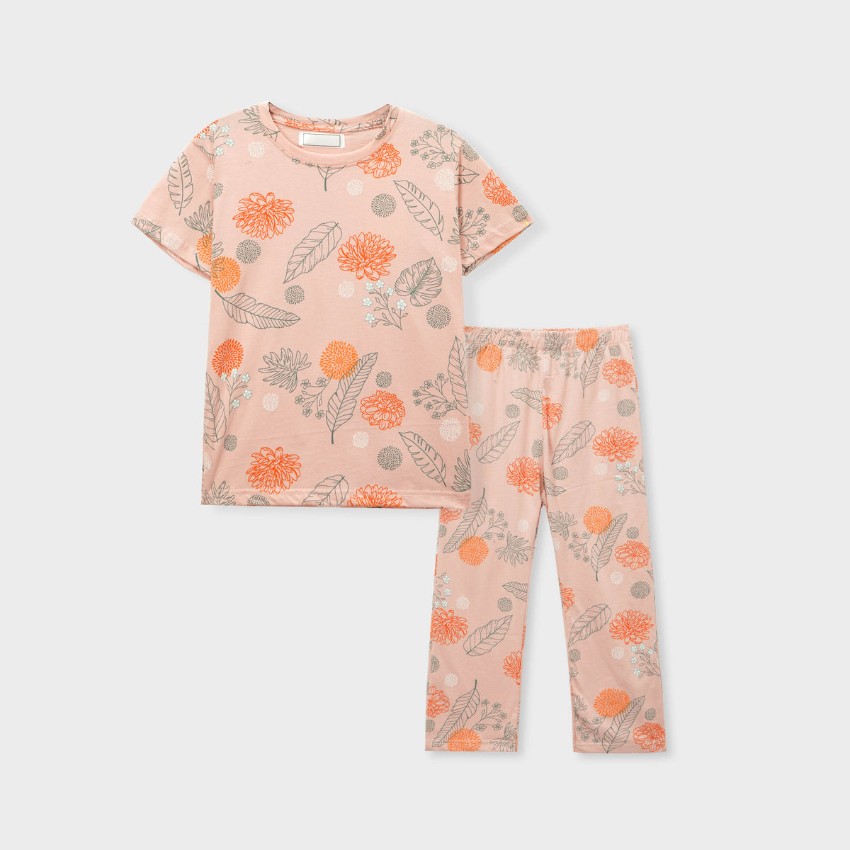 Premium Quality Soft Cotton Floral Printed Peach Suit For Girls