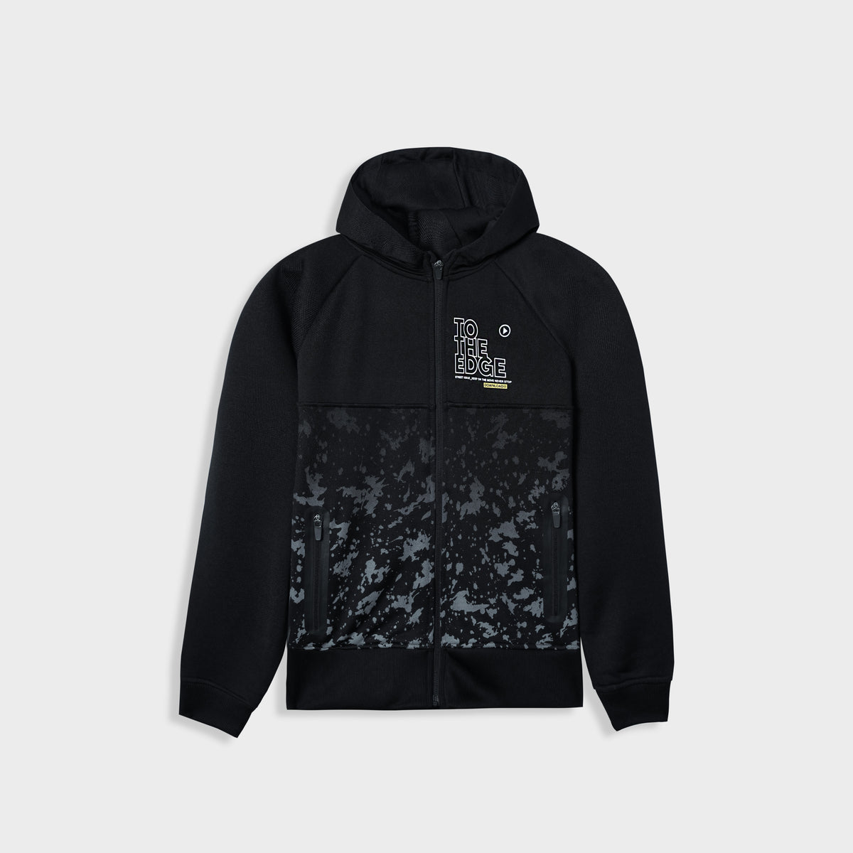 Premium Quality Black Camo Panel Printed Terry Hoodie For Boys (R)