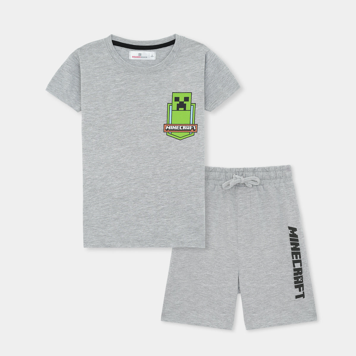 Premium Quality Boys &#39;Minecaft&#39; Printed Grey summer suit