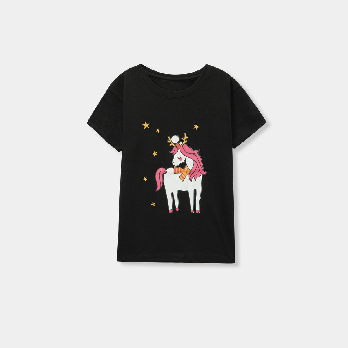 Girls &quot;Unicorn&quot; Printed Black T-Shirt