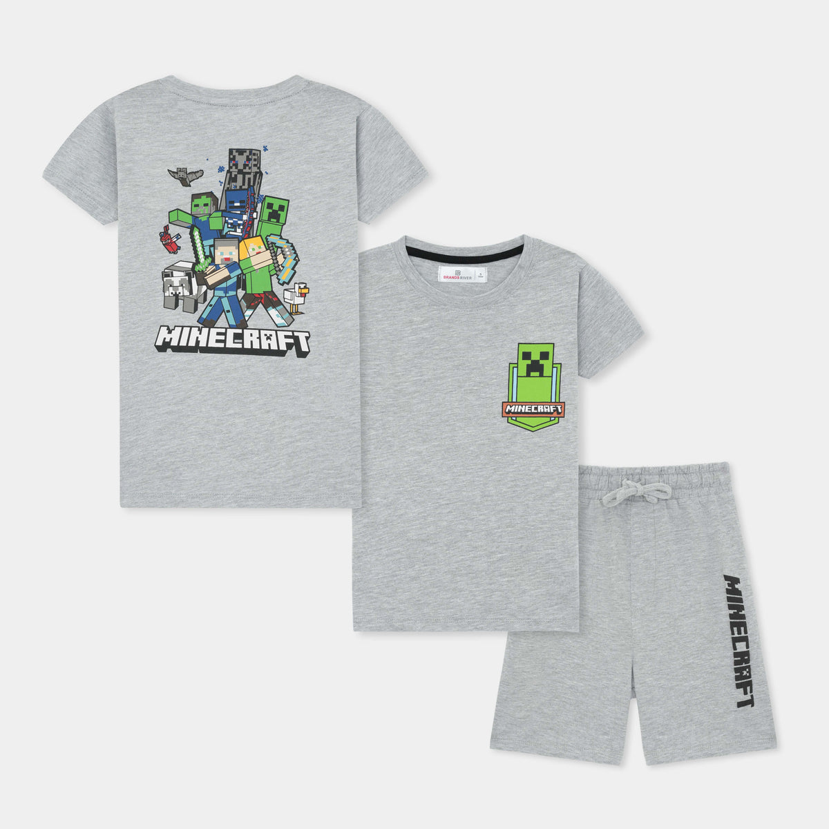 Premium Quality Boys &#39;Minecaft&#39; Printed Grey summer suit