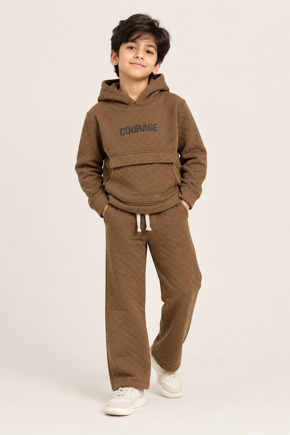 Premium Quality "COURAGE" Printed fleece Hoodie Suit for Kids
