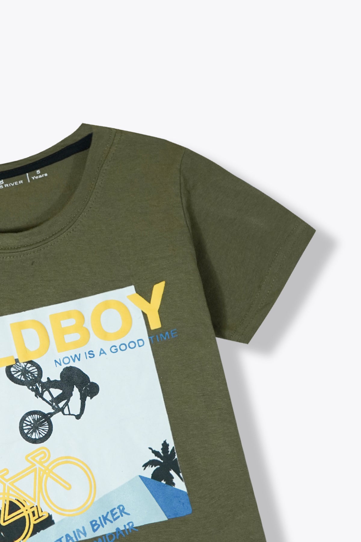 &quot;Wild Boy&quot; Printed Green Summer Suit with Black Shorts for Boys