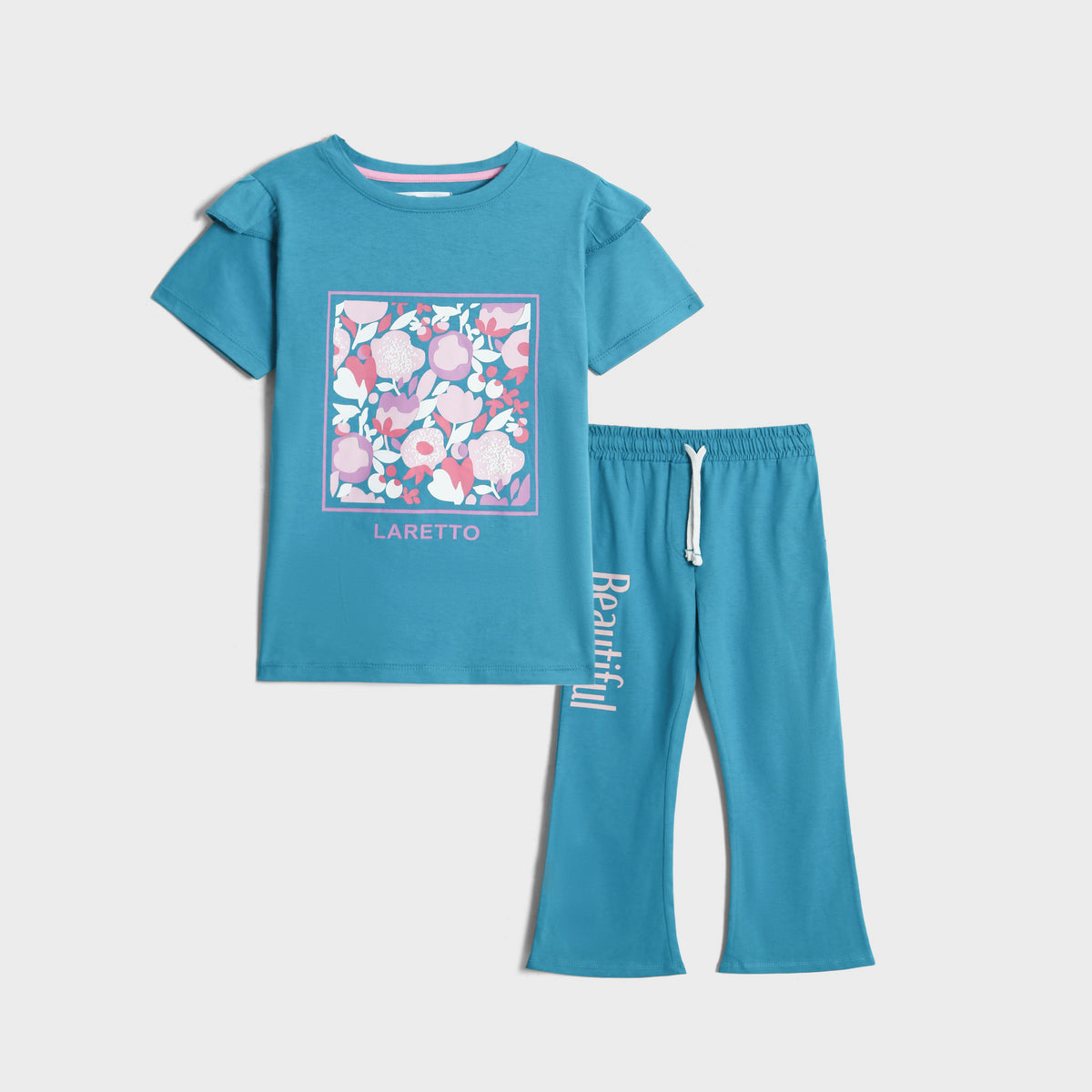 Premium quality Soft Cotton&quot; Floral&quot; Printed Aqua Suit for Girls