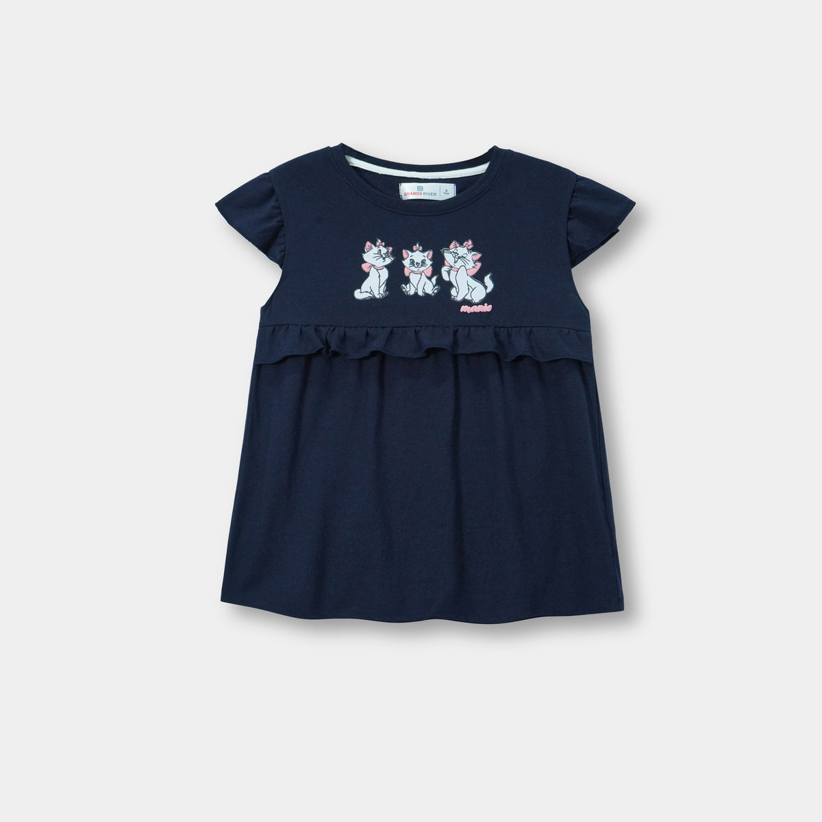 Girls Premium Quality &#39;MARIE&#39; Floral Printed Navy Frock