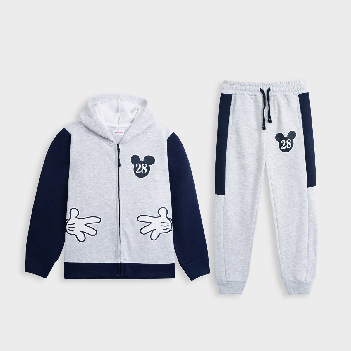 Kids Premium Quality &quot;Mickey&quot; Printed  Fleece Grey ZIPPER HOODIE Tracksuit