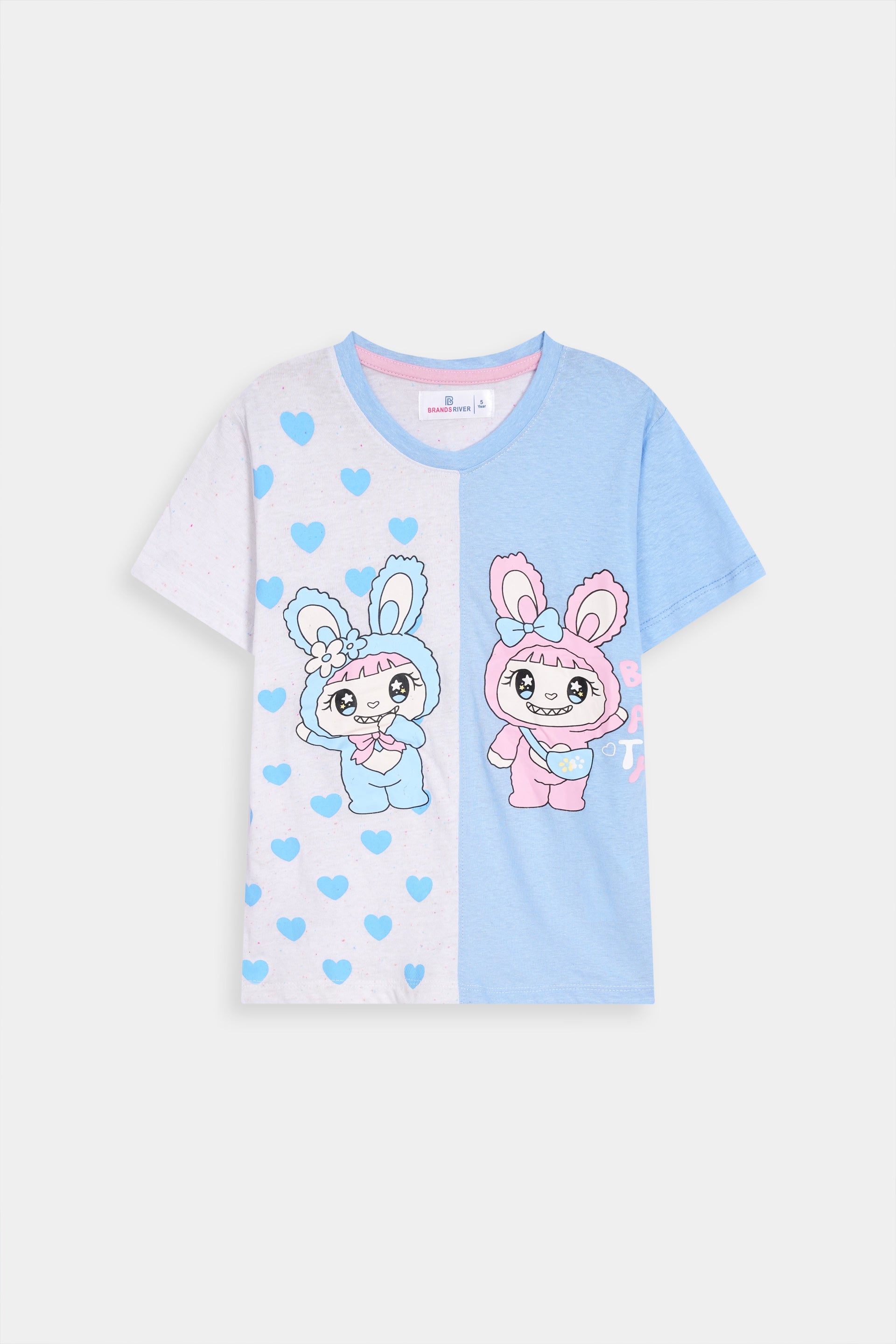 Girls Premium Quality "Shein Kawaii" Printed Summer Suit