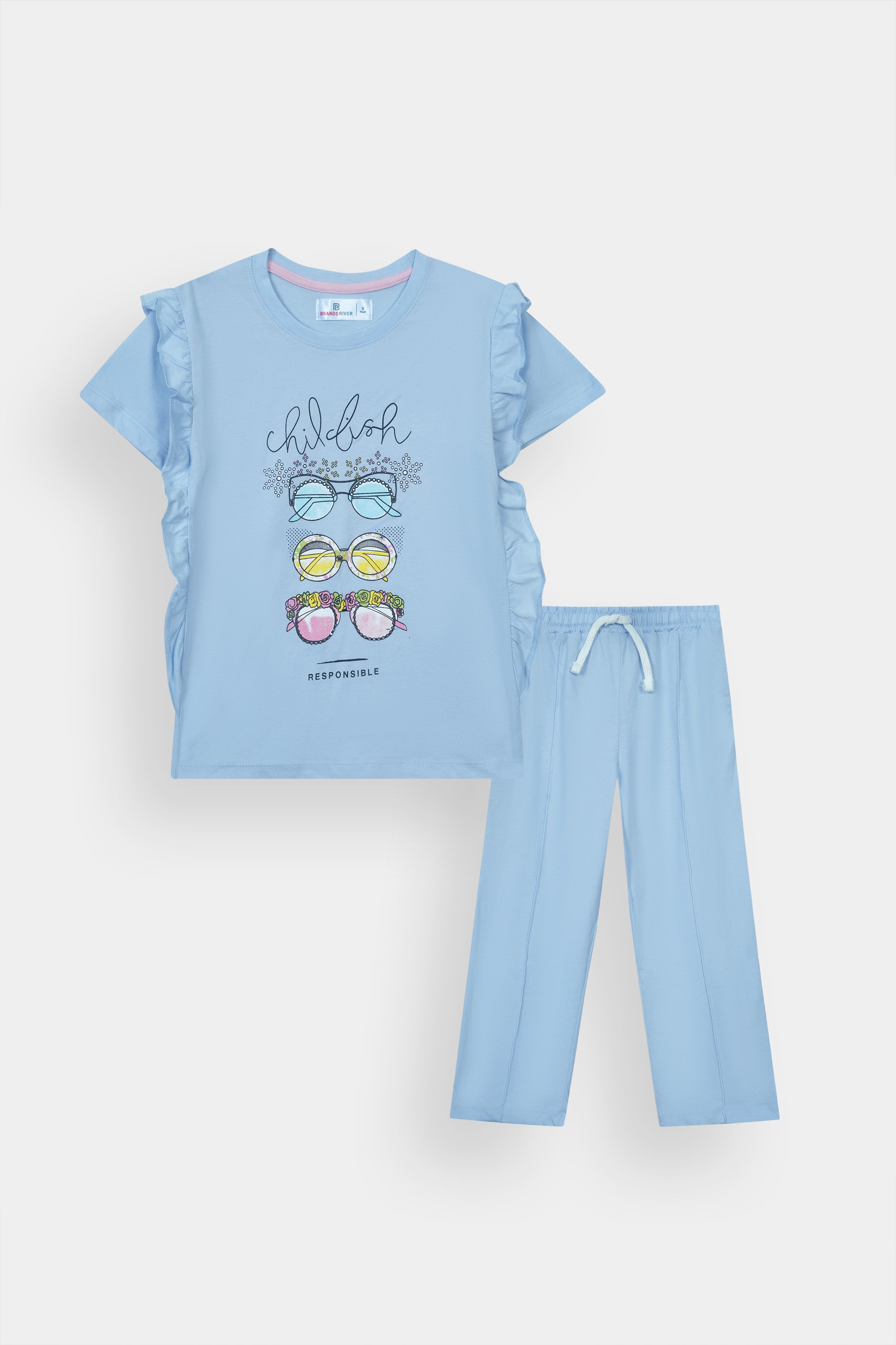 Girls Premium Quality "Childish" Printed Summer Suit