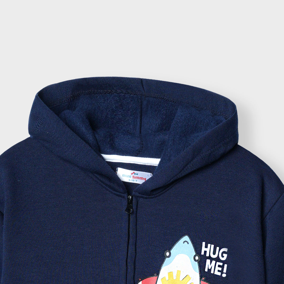 Kids Soft Cotton Sleeve Panel Fleece Zipper Hoodie