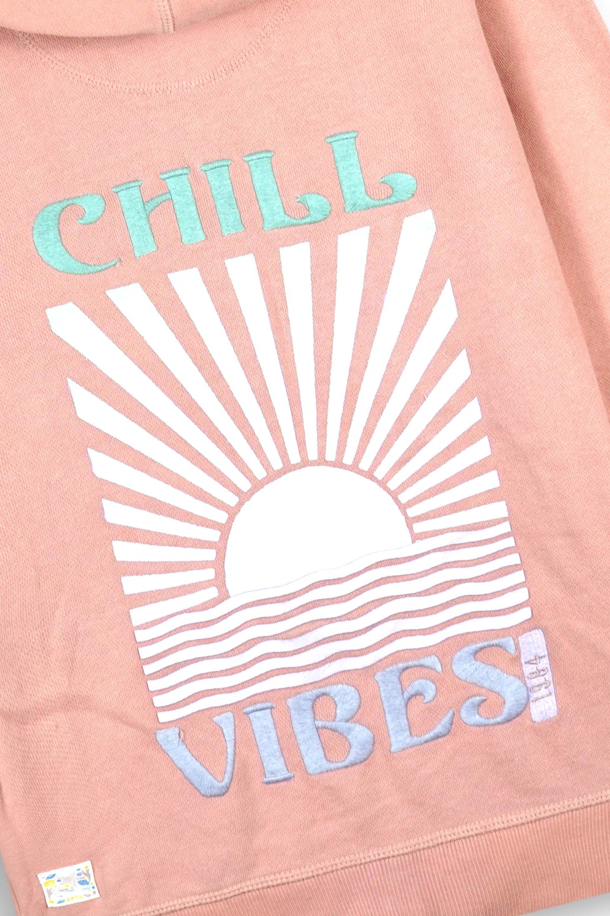 Girls Soft Cotton &quot; Chill Vibes&quot; Embroidered brushed Terry  Zipper Hoodie