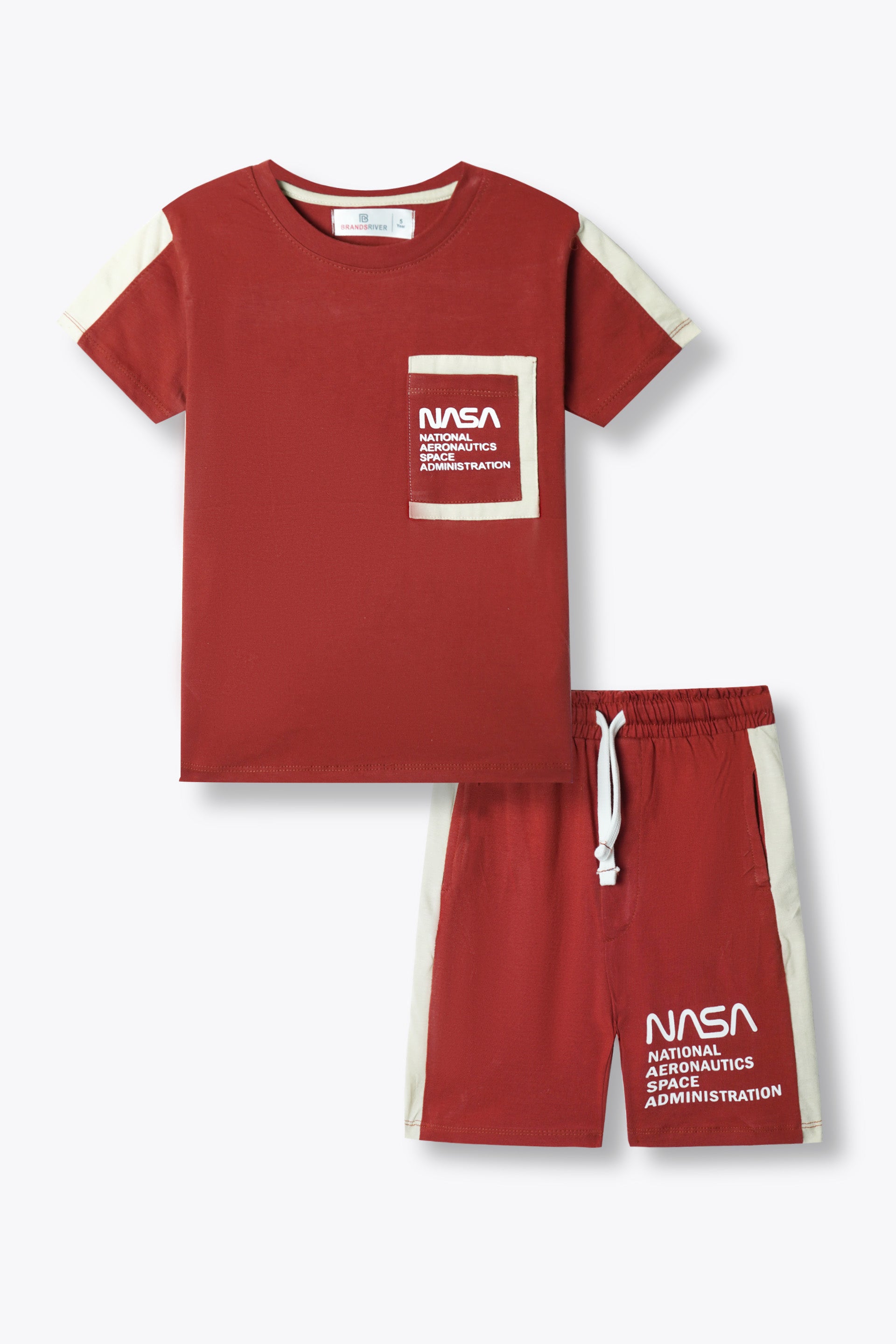 Premium Quality "NASA" Printed Rust Colour Boys Summer Suit