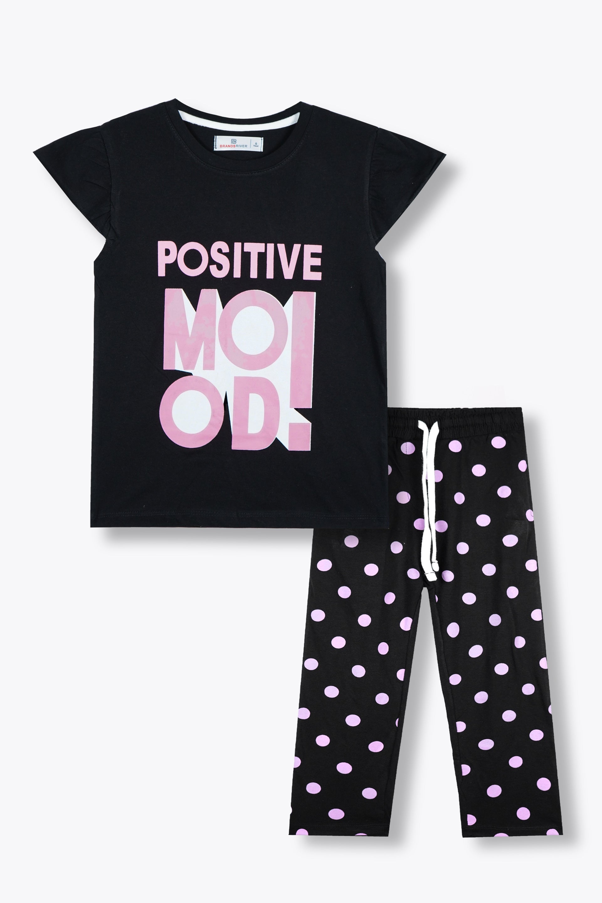 Premium Quality "Positive Mood" Printed Girls Summer Suit