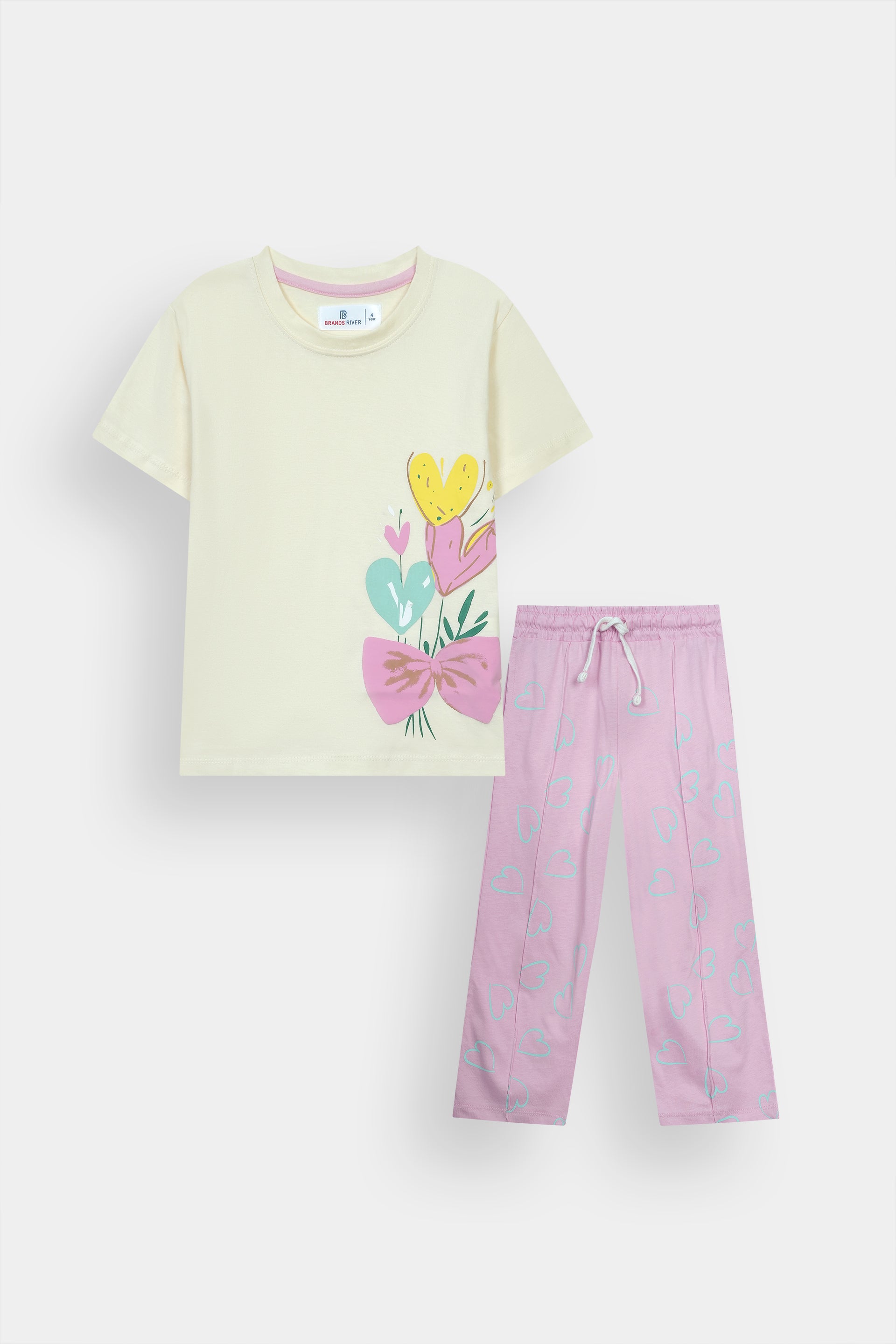 Girls Premium Quality "Hearts" Printed Summer Suit