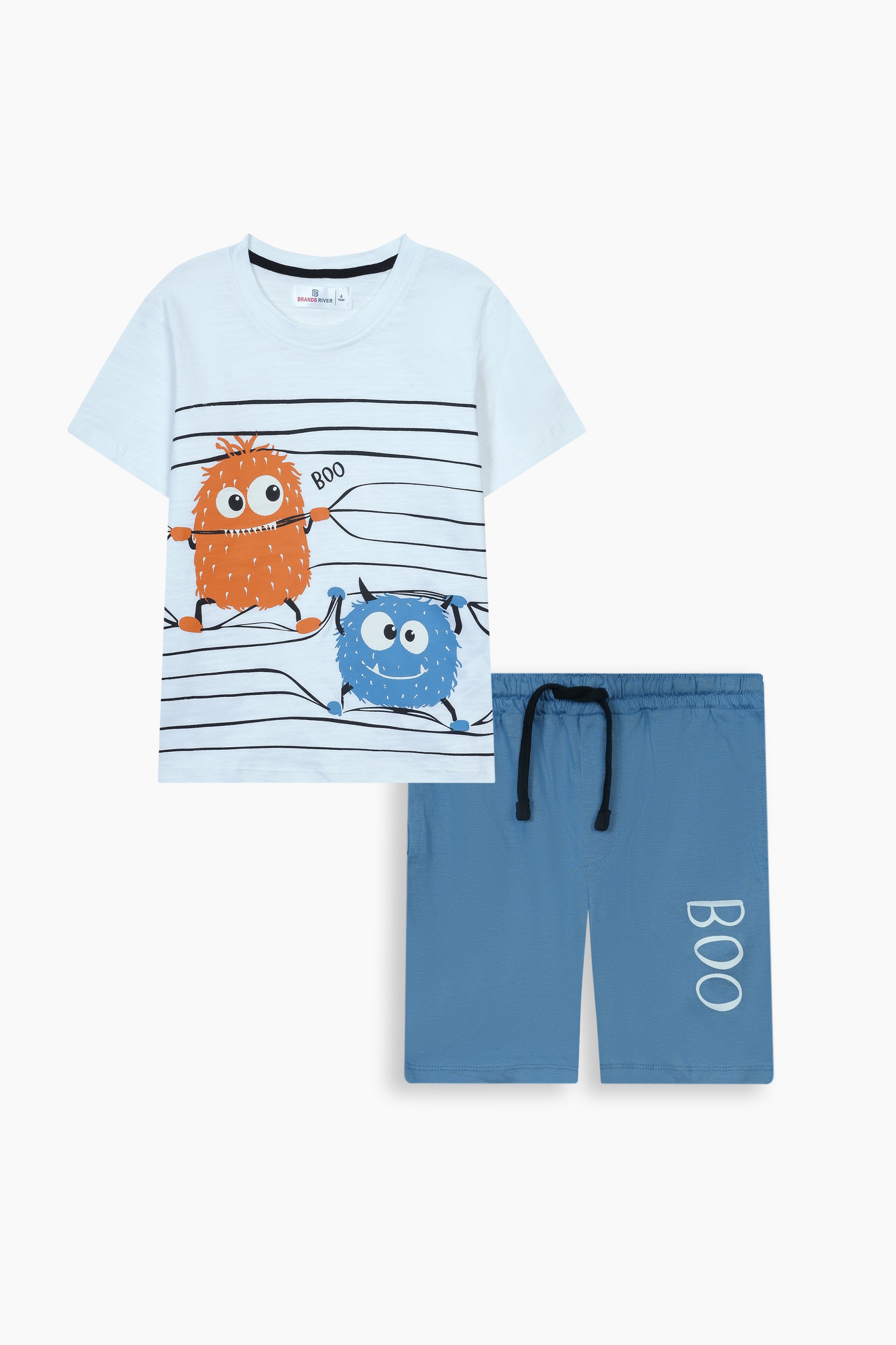 Premium Quality "BOO" Printed Summer Suit For Boys