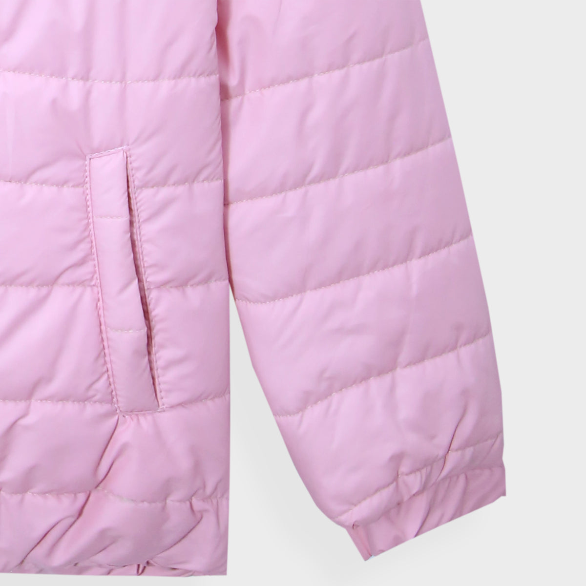 Girls Premium Quality Long Sleeve Baby Pink Puffer Hoodie Jacket