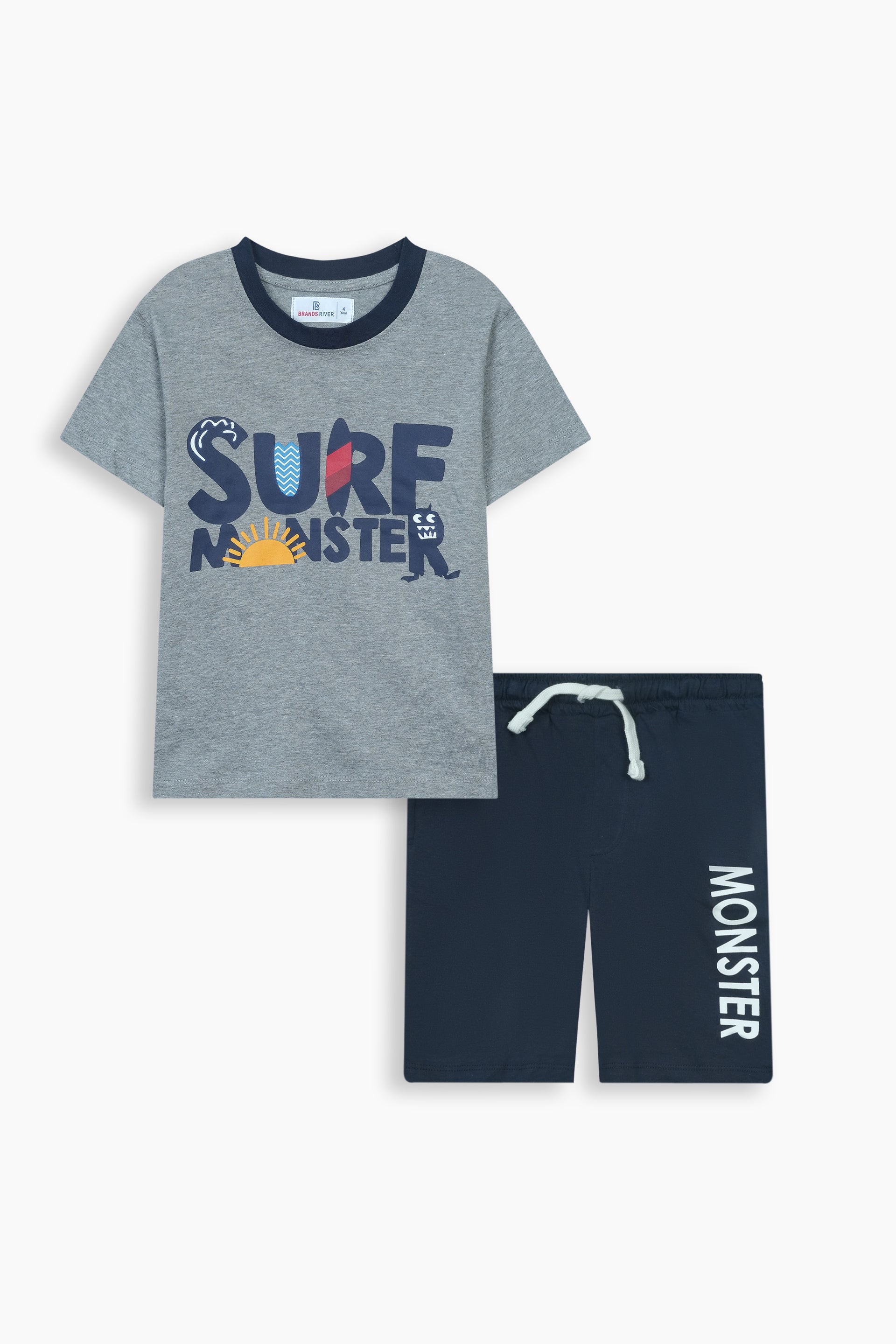 Premium Quality "Surf Monster" Printed Summer Suit For Boys