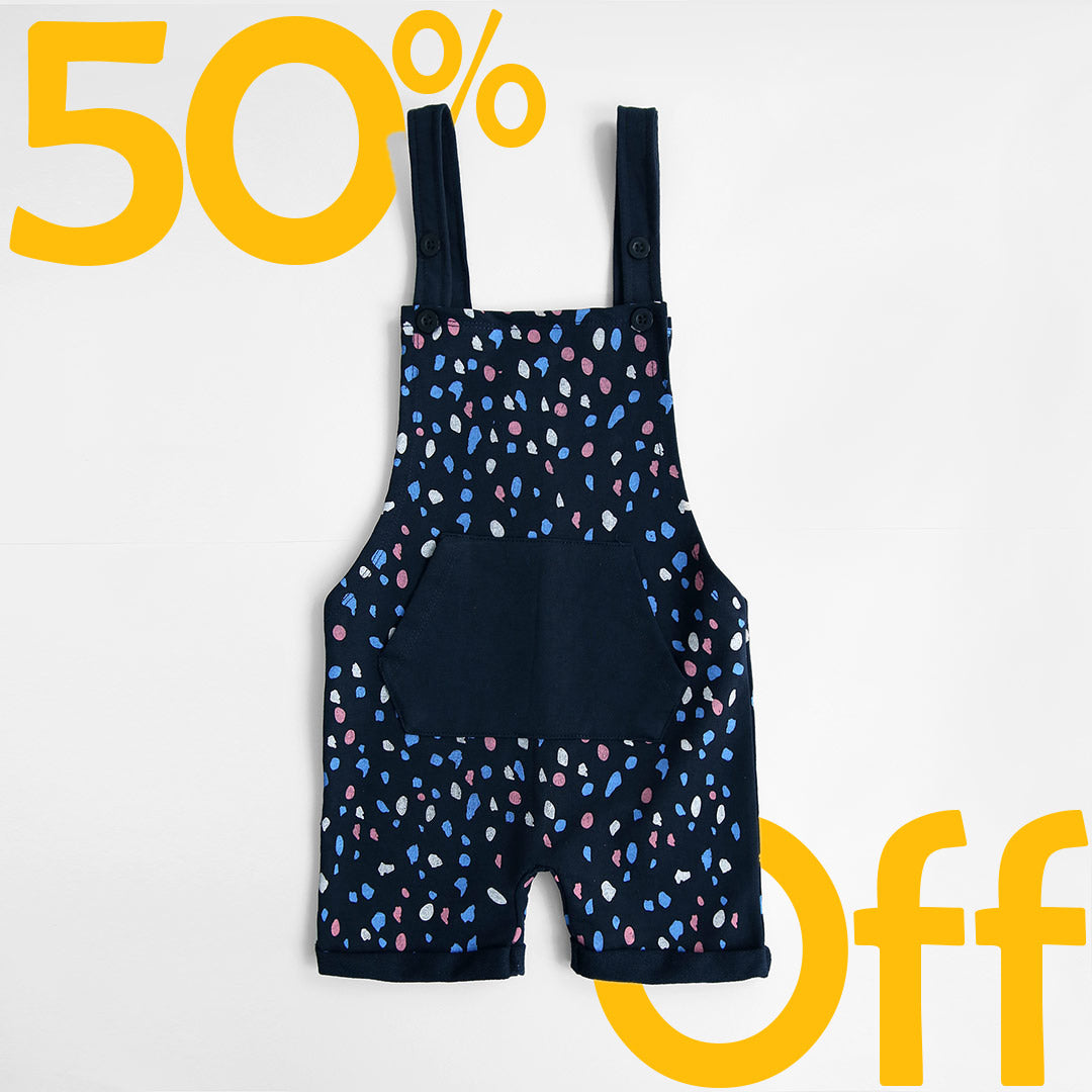 Kids All-Over Printed Soft Cotton Nay Short Dungaree