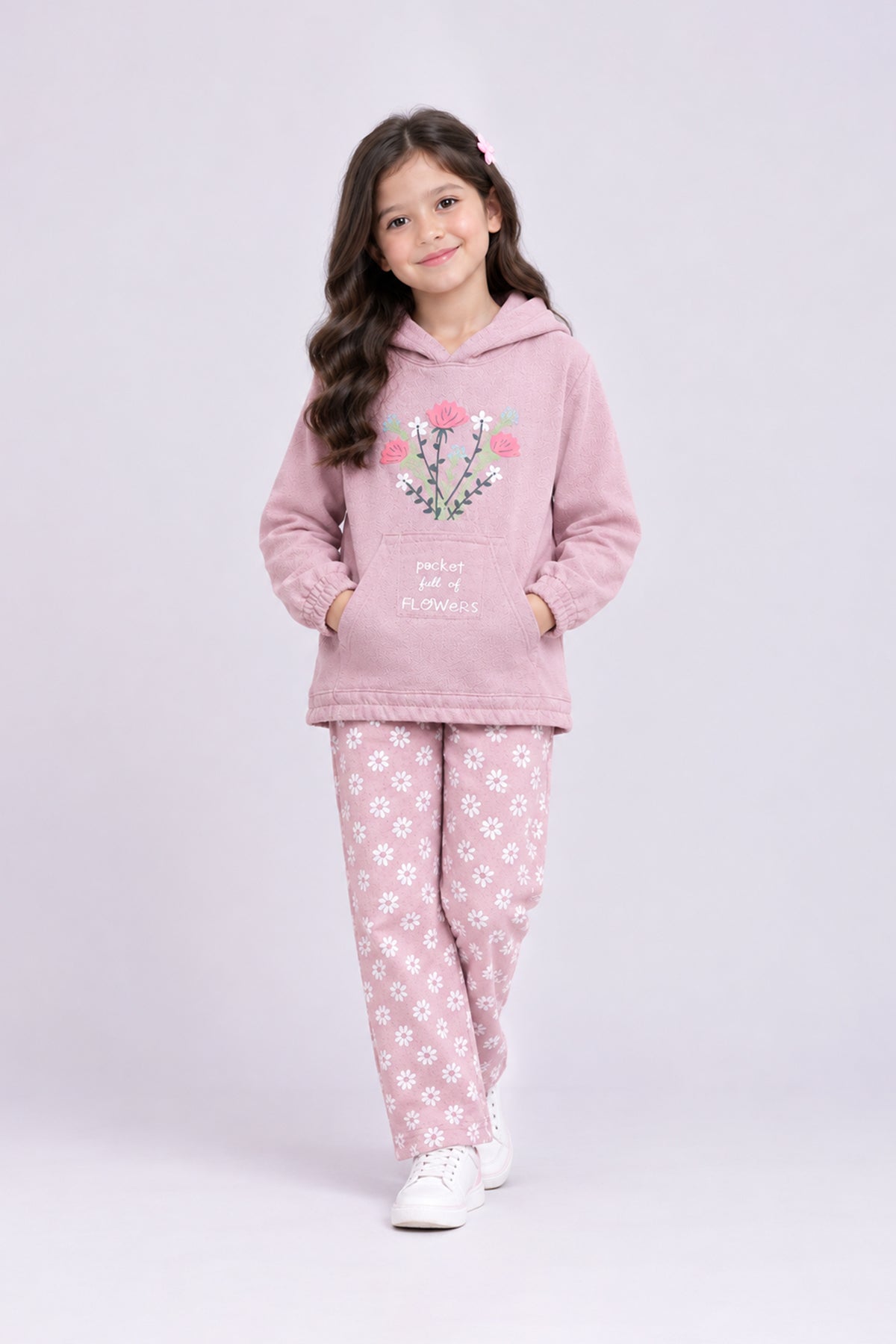 Premium Quality "Flowers" Printed Hoodie Suit for Kids