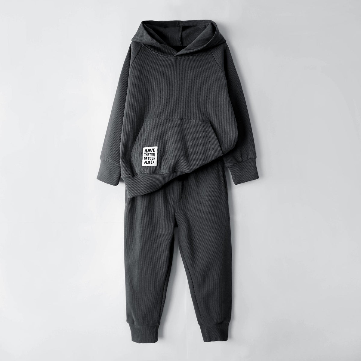 Premium Quality 2 Piece Charcoal Tracksuit For Kids
