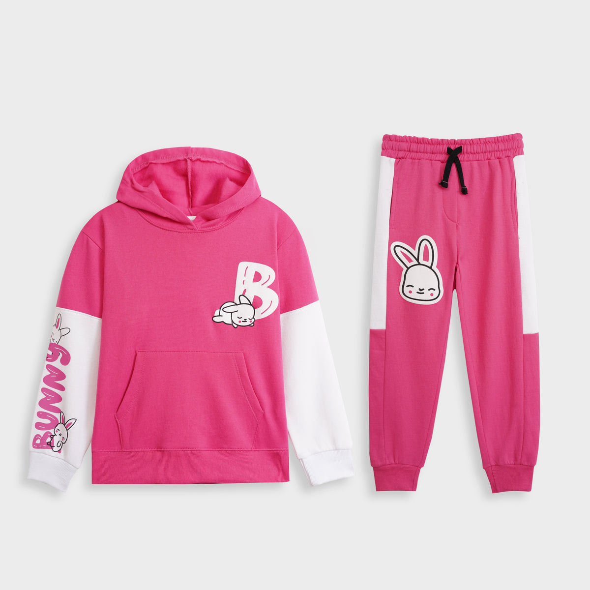 Girls Premium Quality Cut &amp; Sew Graphic Fleece Panel TrackSuit