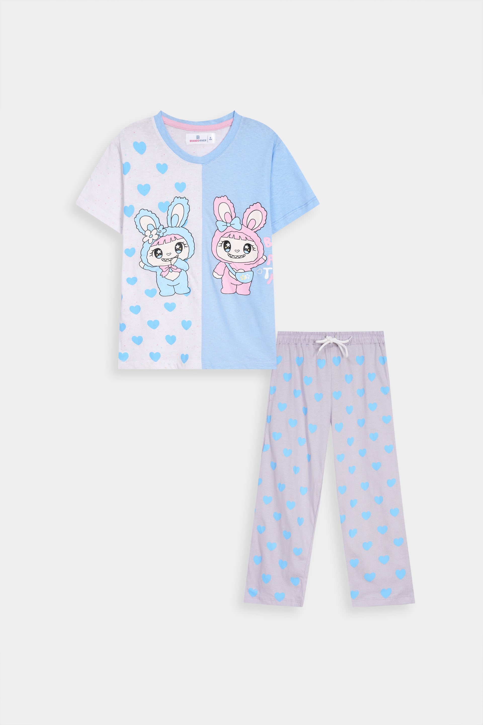 Girls Premium Quality "Shein Kawaii" Printed Summer Suit