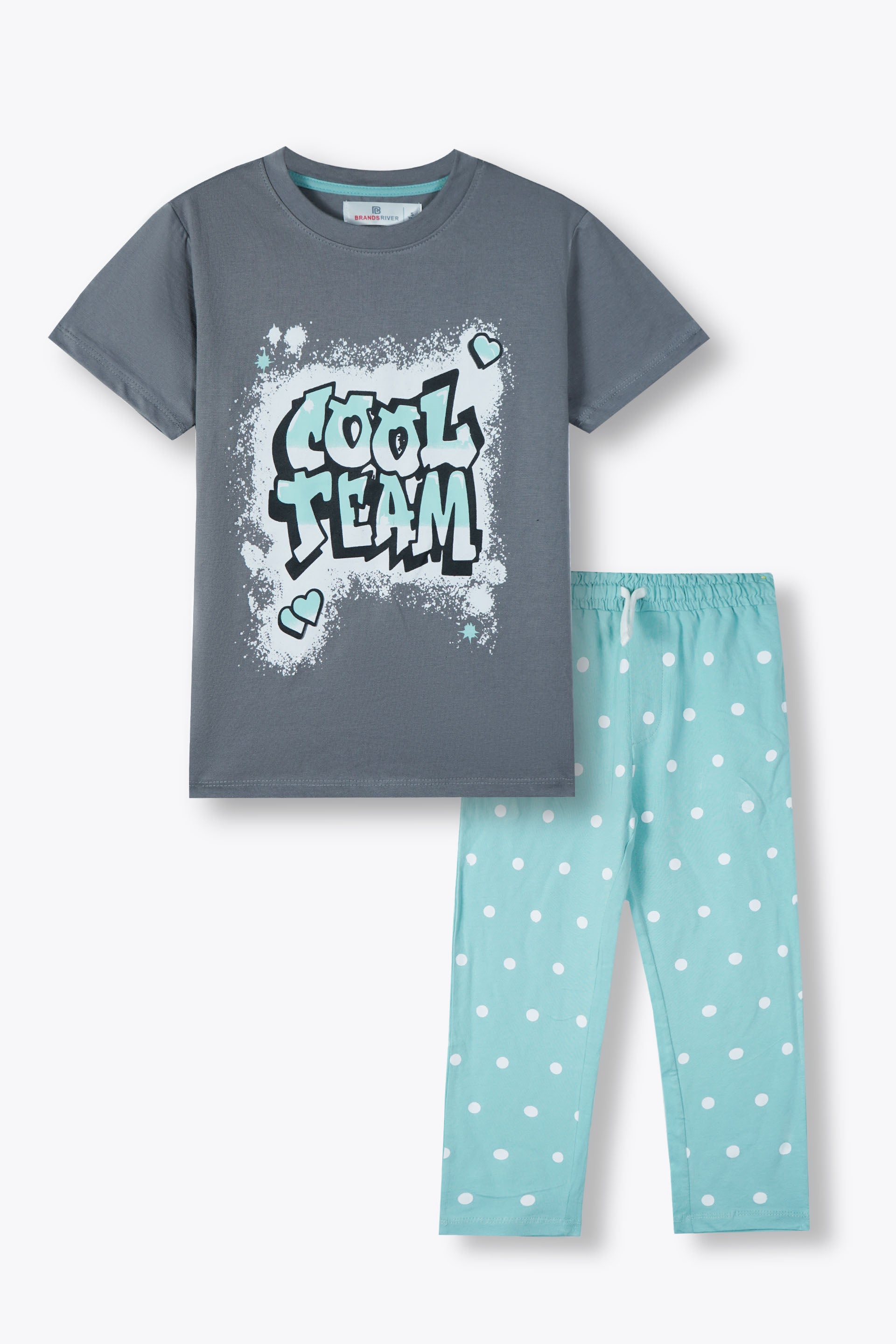 Premium Quality "Cool Team" Printed Girls Summer Suit