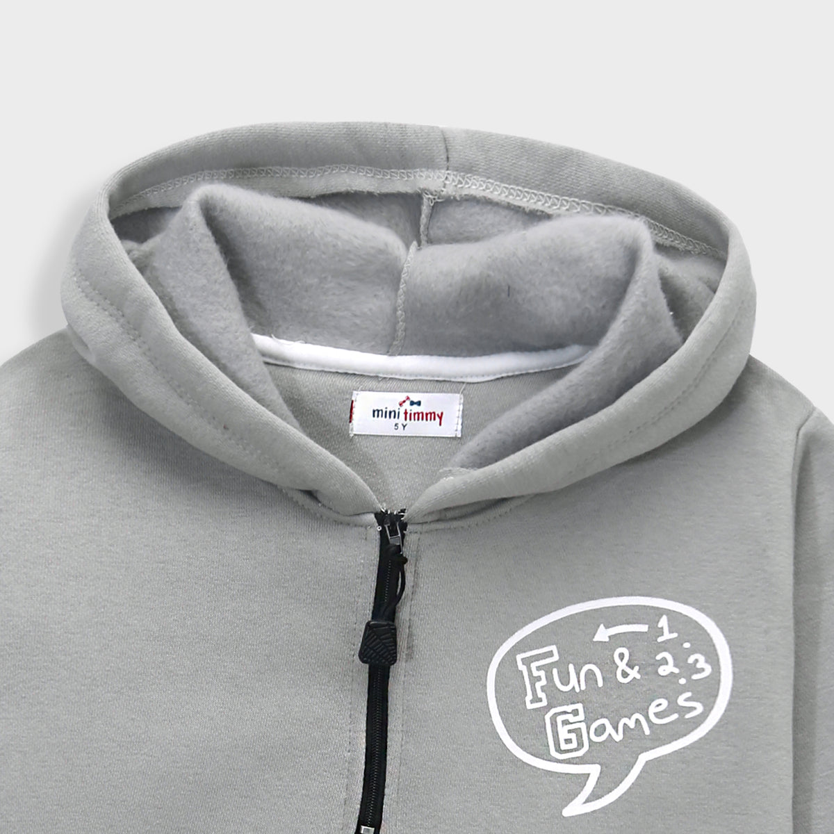 Kids Soft Cotton Printed Quarter Zipper Fleece Hoodie