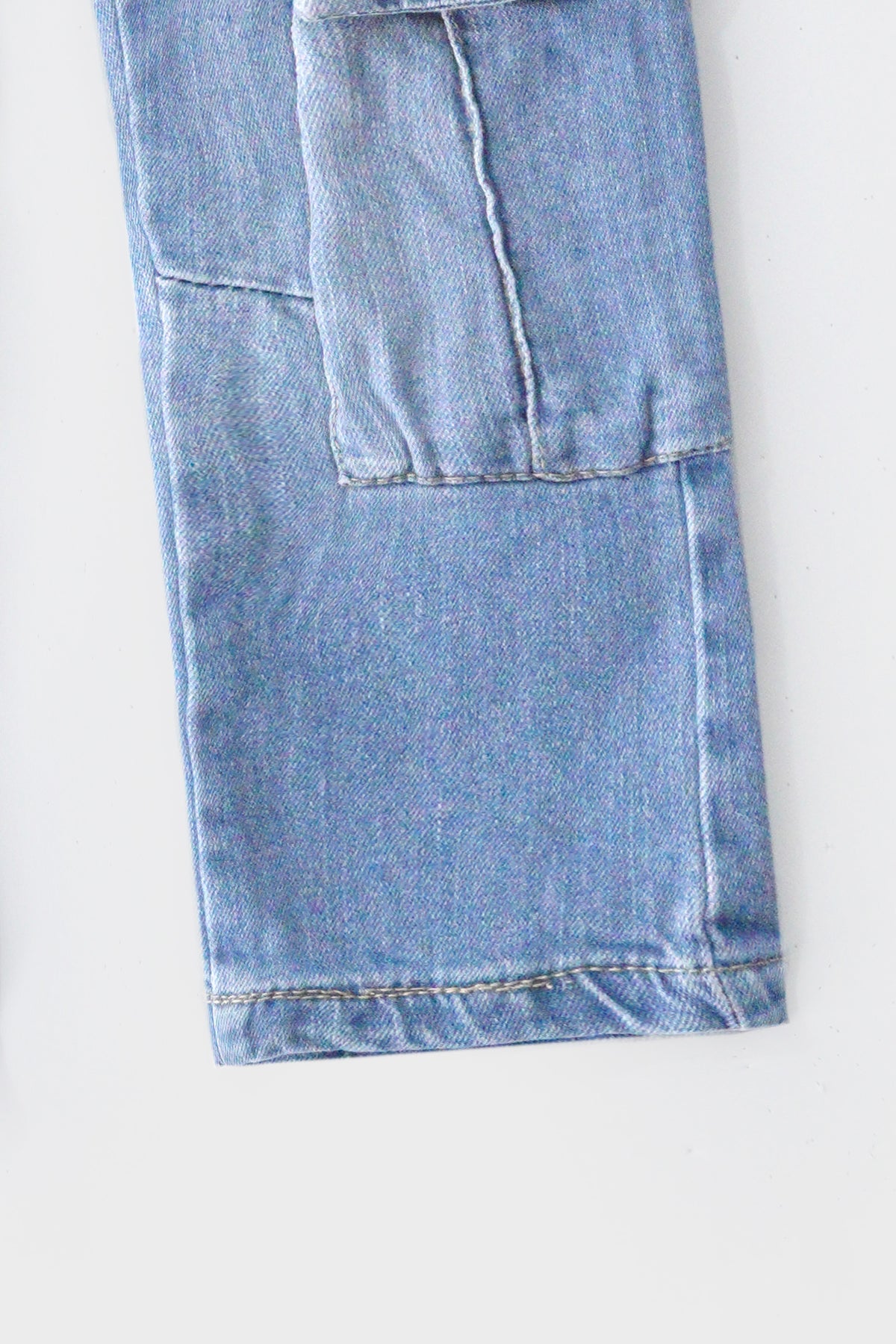 Boys Blue Acid Wash Cargo Denim Pants