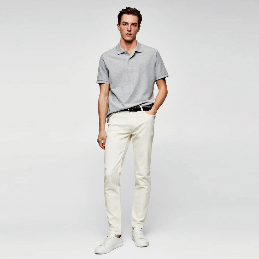 Men Basic Soft Cotton Grey Pique Polo Shirt