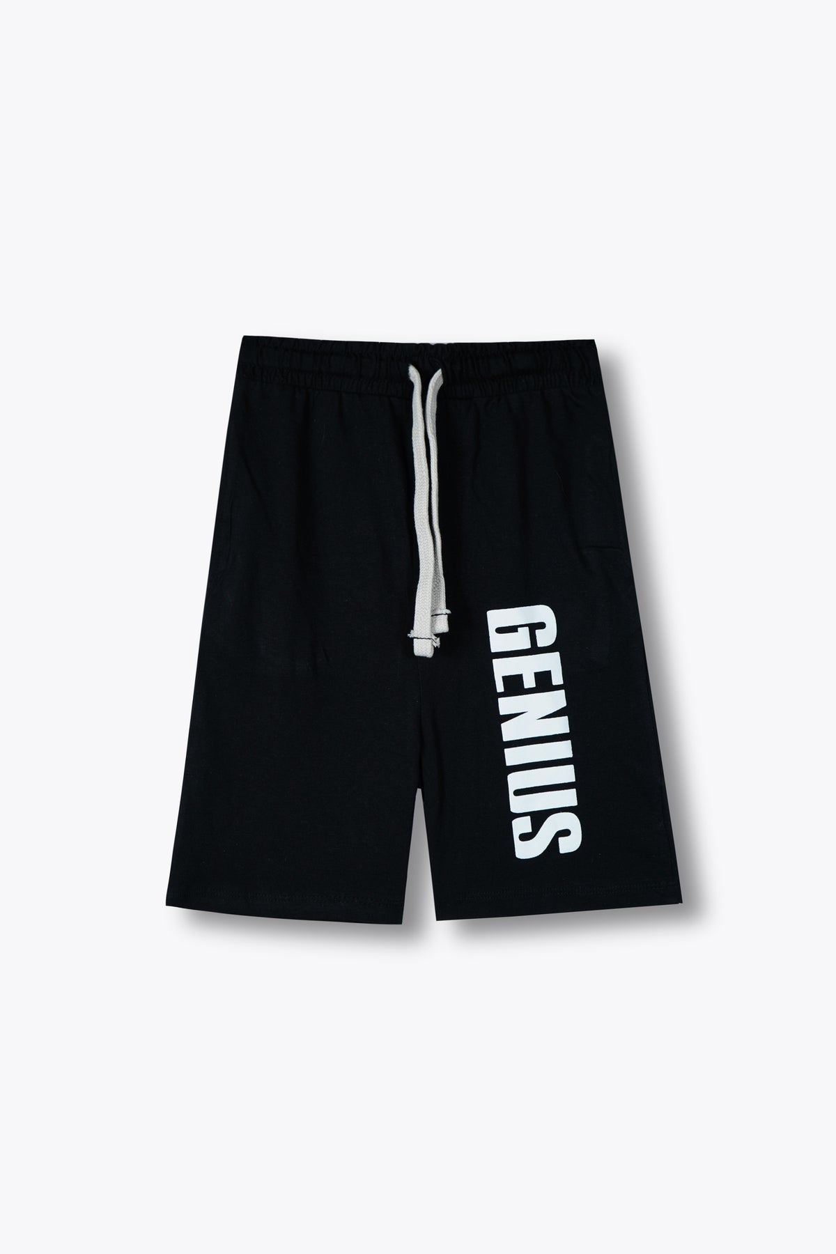 Premium Quality Boys &quot;Genius&quot; Printed Boys Summer Suit with Black Shorts