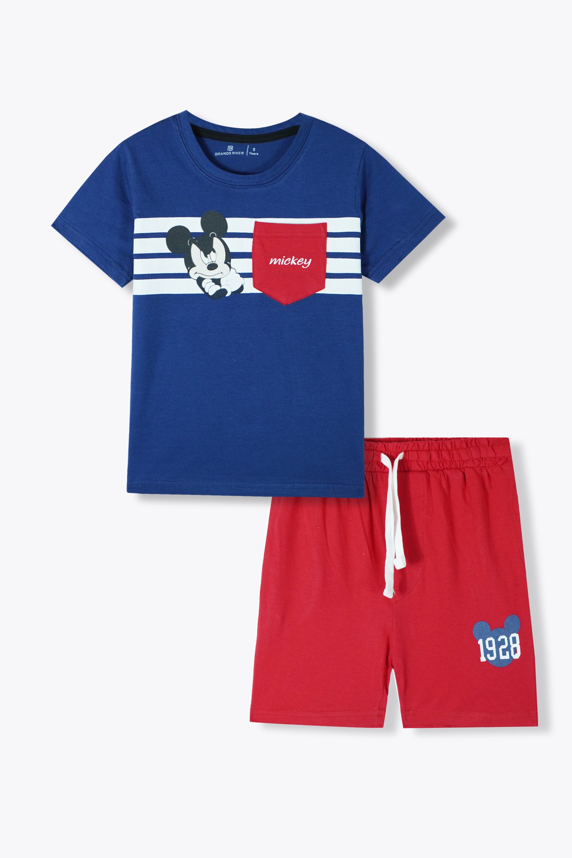 Mickey Mouse Printed Navy Boys Summer Suit with Red Shorts