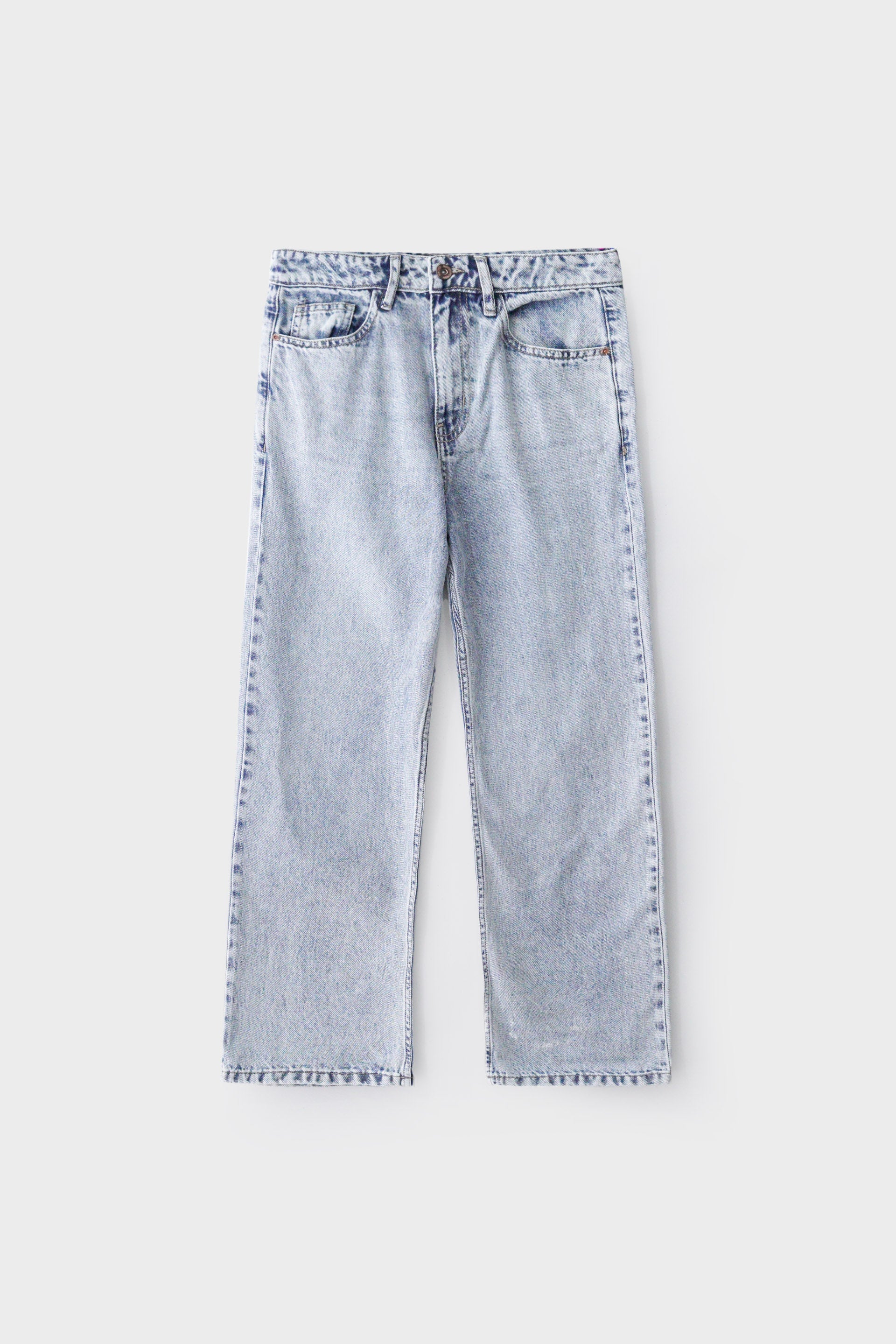 Women Acid Wash Blue Jeans With Acid Detailing