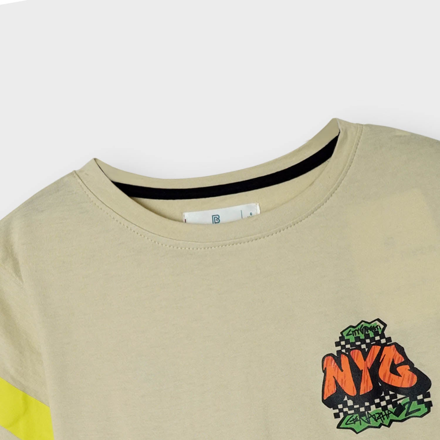 Boys "NYC" Printed Beige Summersuit with Charcoal Shorts