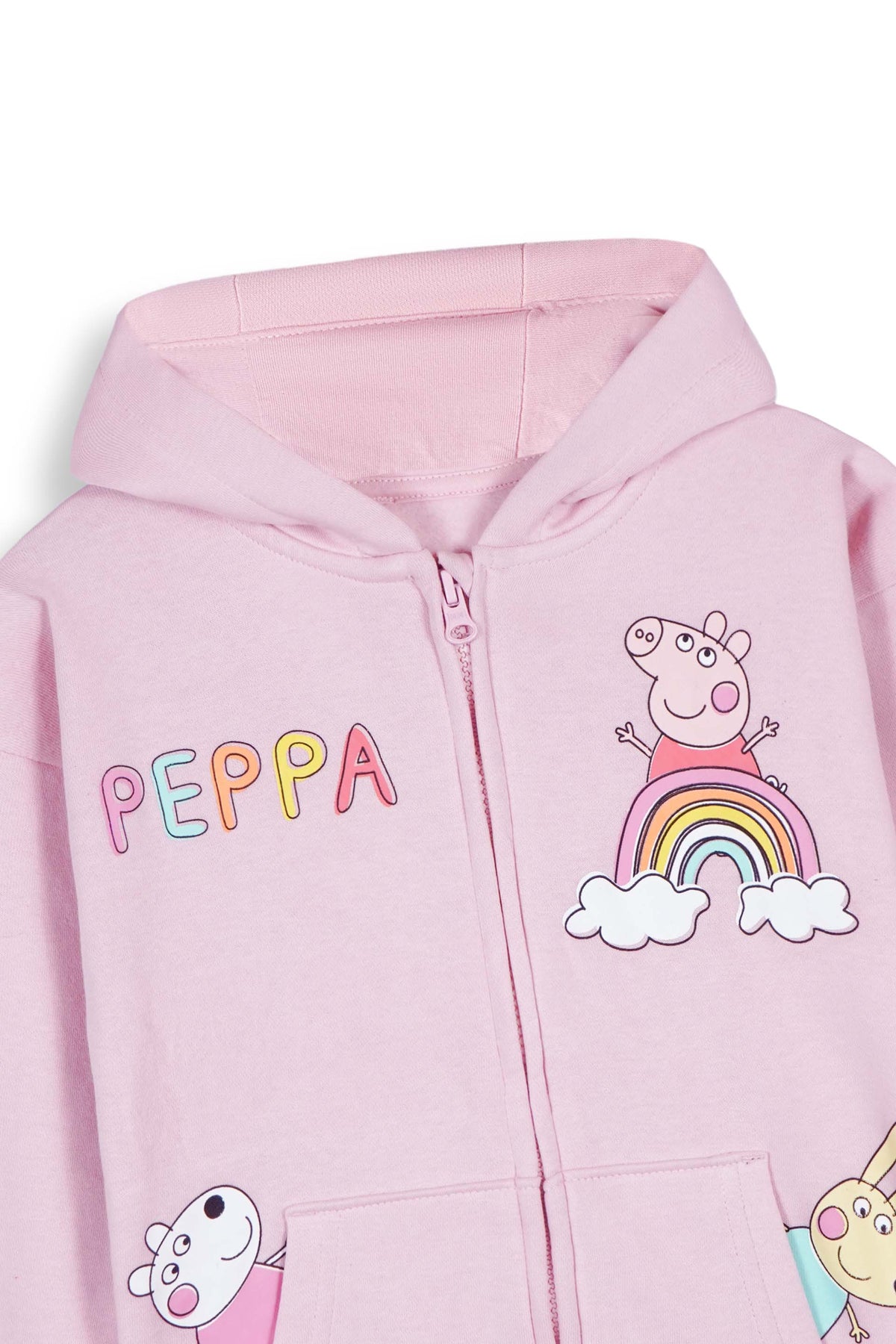 Girls Premium Quality &quot;Rainbow&quot; Printed Pink Zipper Hoodie