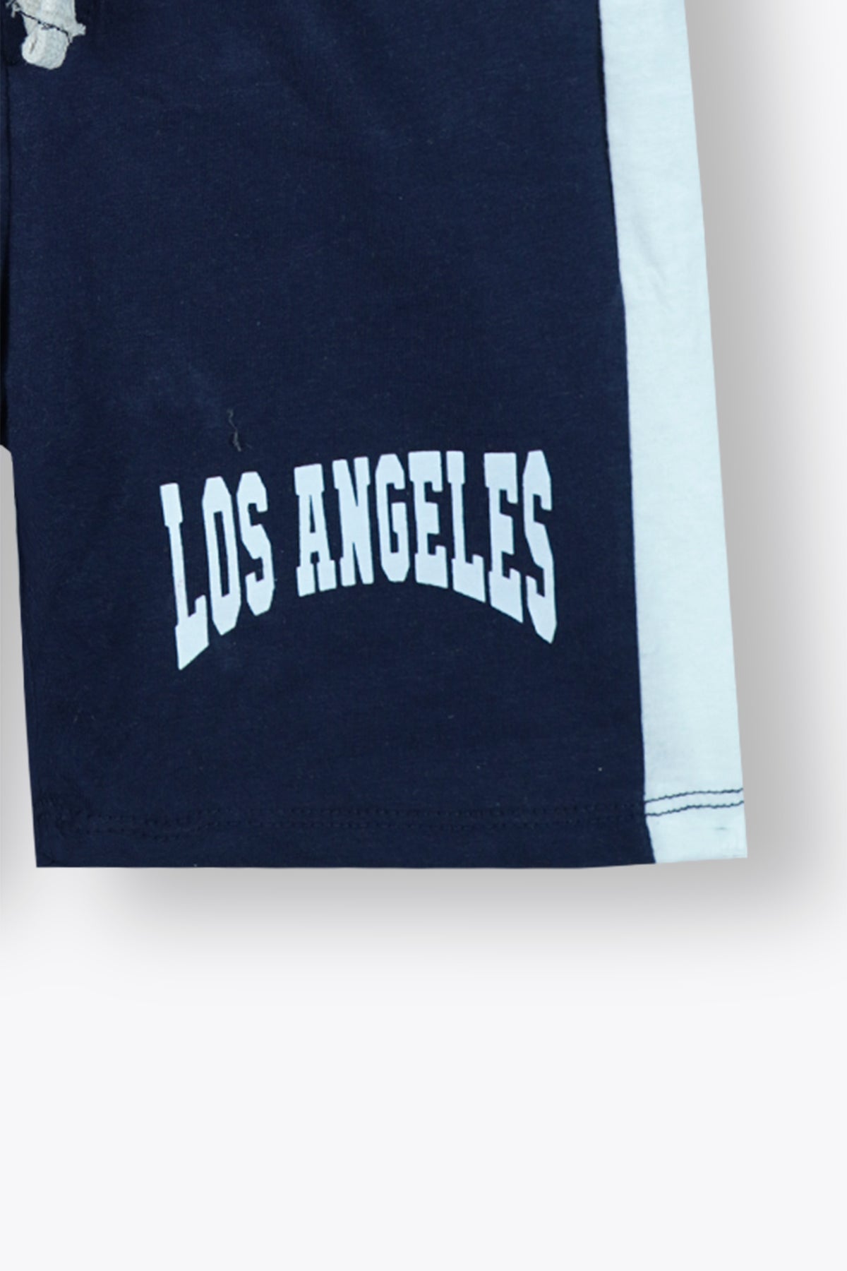 Premium Quality &quot;Los Angeles&quot; Printed Boys Summer Suit with Navy Blue Shorts
