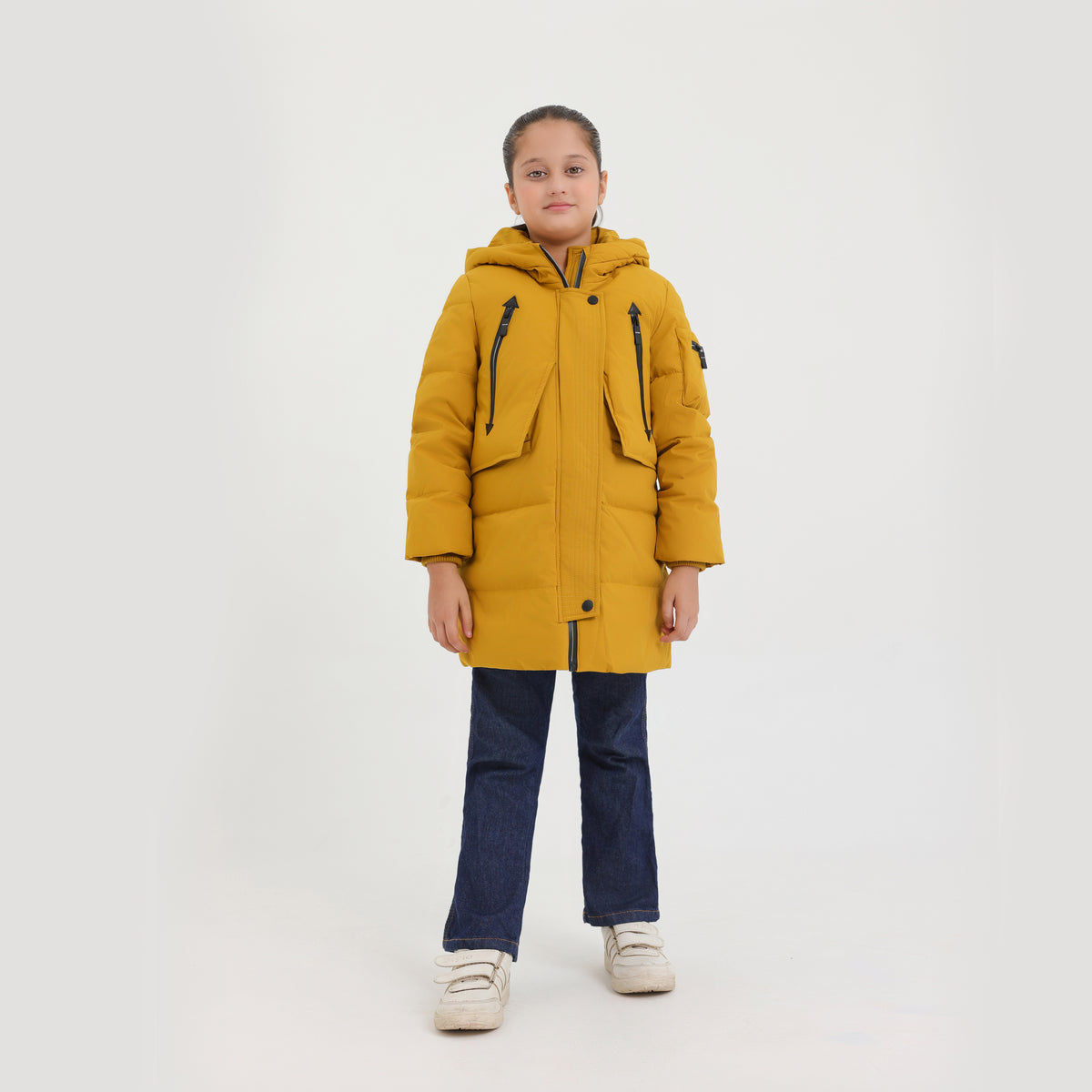 Premium Quality Long Quilted Zipper Hoodie Jacket For Kids