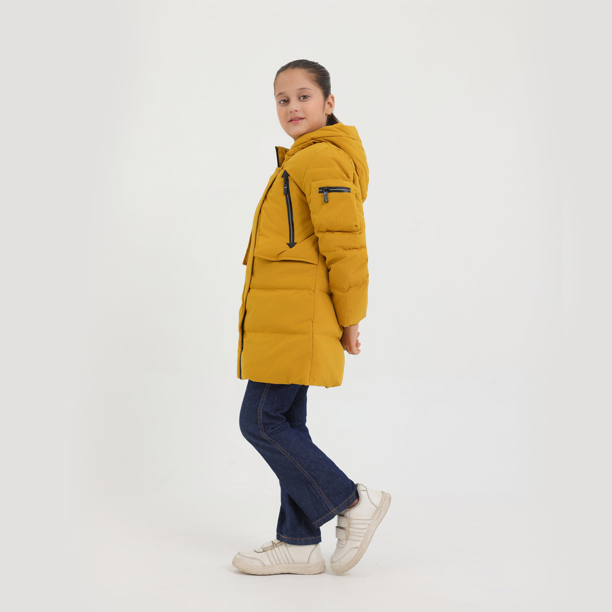 Premium Quality Long Quilted Zipper Hoodie Jacket For Kids