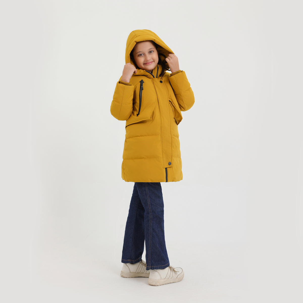 Premium Quality Long Quilted Zipper Hoodie Jacket For Kids