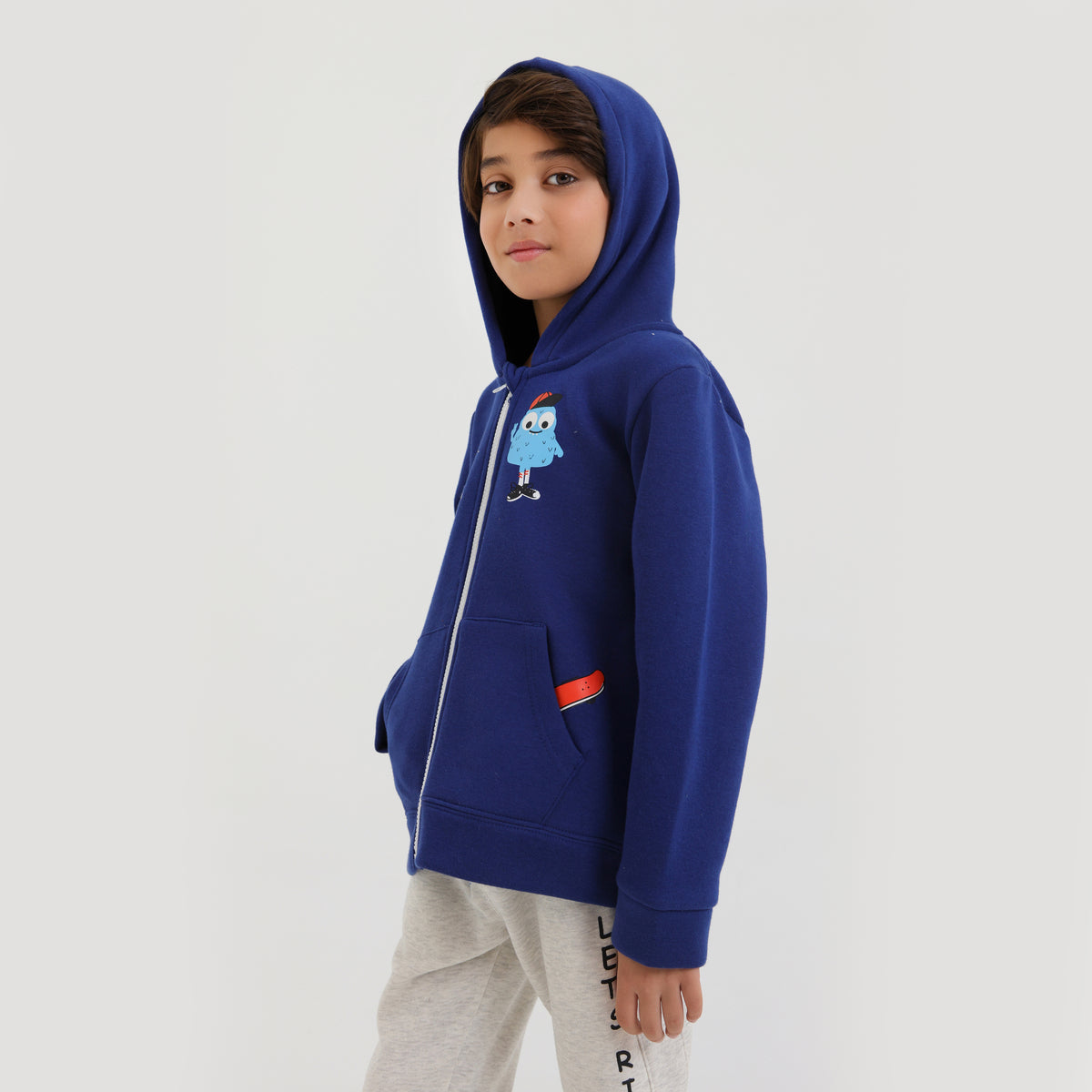 Premium Quality Soft Cotton Graphic Fleece Zipper Hoodie Suit For Kids