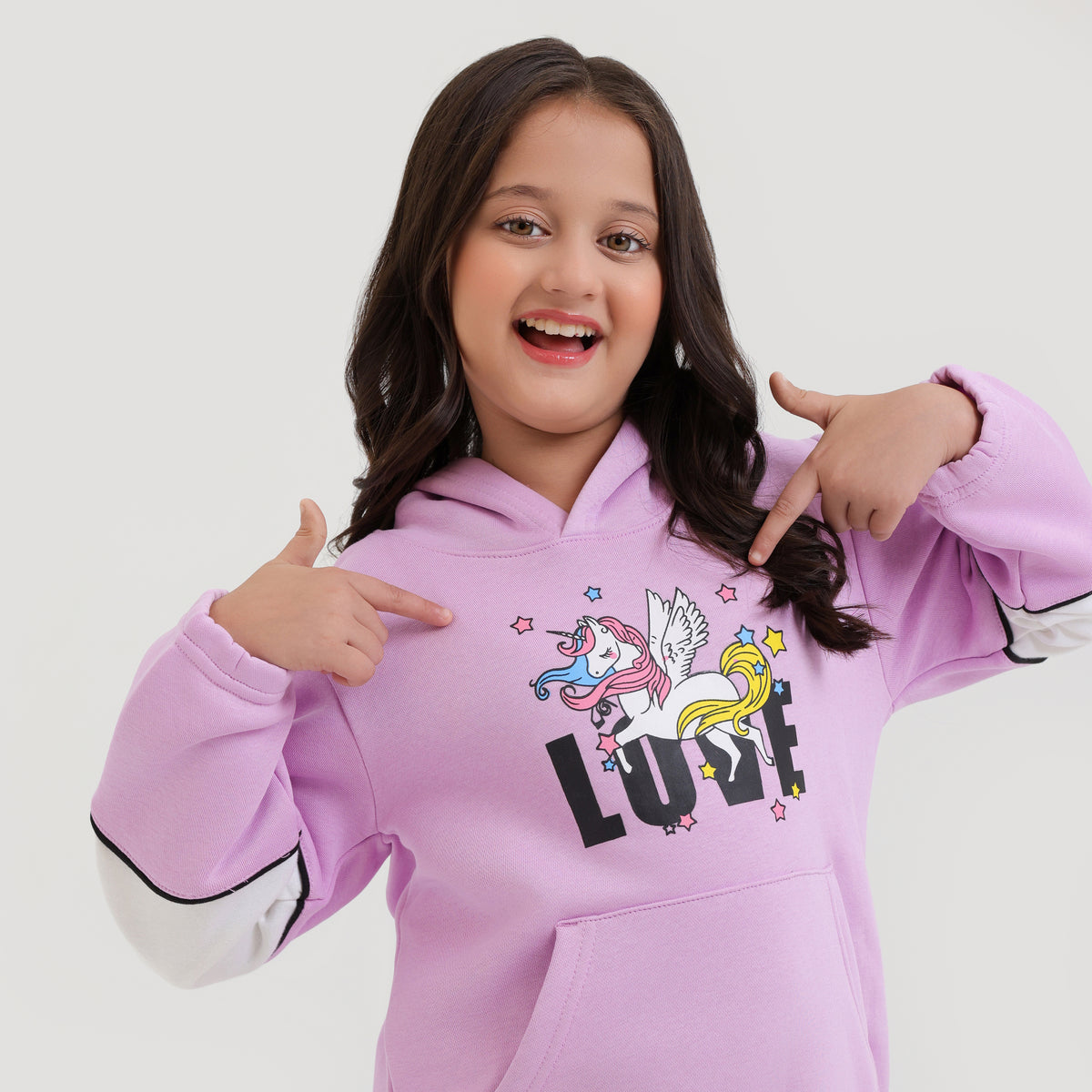 Premium Quality Pink Printed Fleece pullover Track Suit For Girls