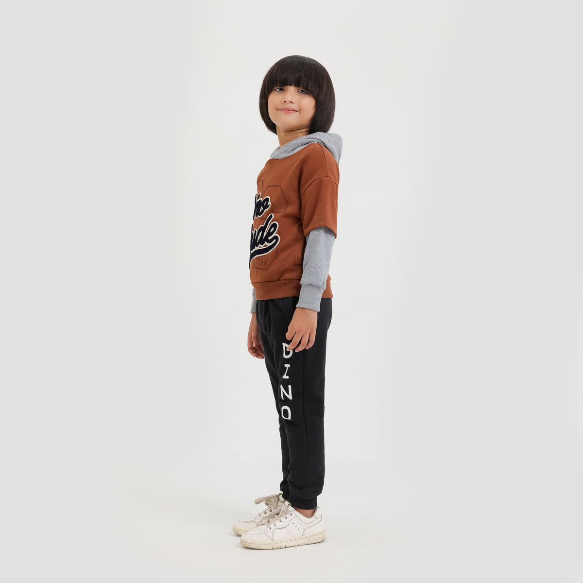 Kids Premium Quality Printed Pull-Over Brown Fleece Hoodie (R)