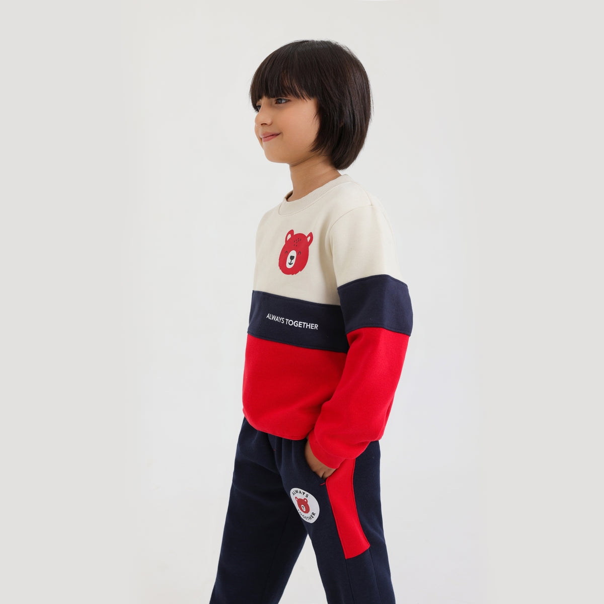 Kids Contast Panel Graphic Fleece Suit