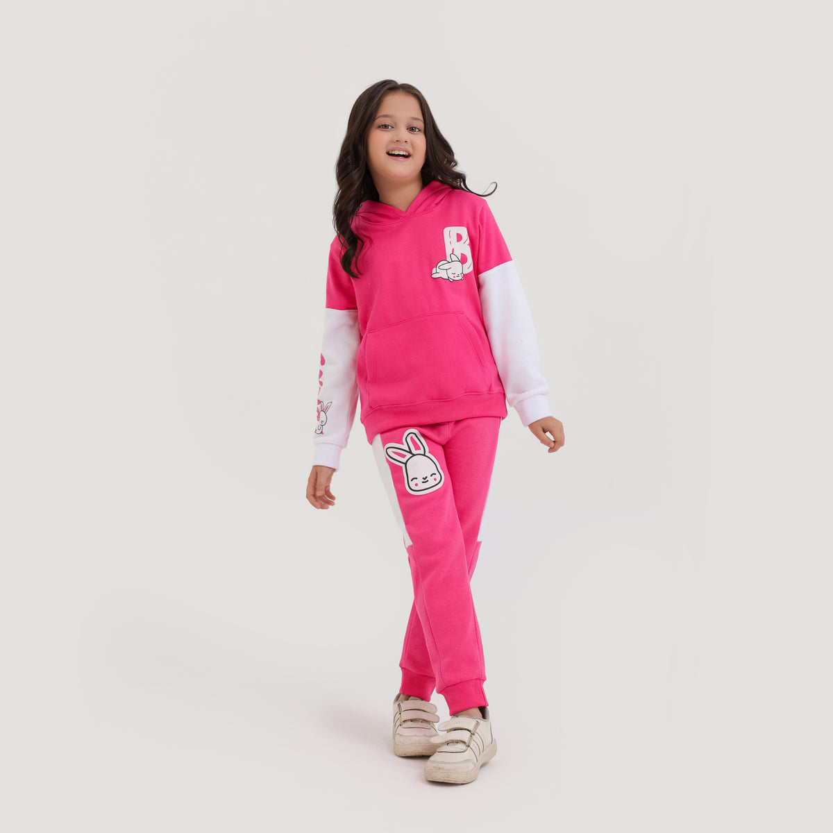 Girls Premium Quality Cut &amp; Sew Graphic Fleece Panel TrackSuit