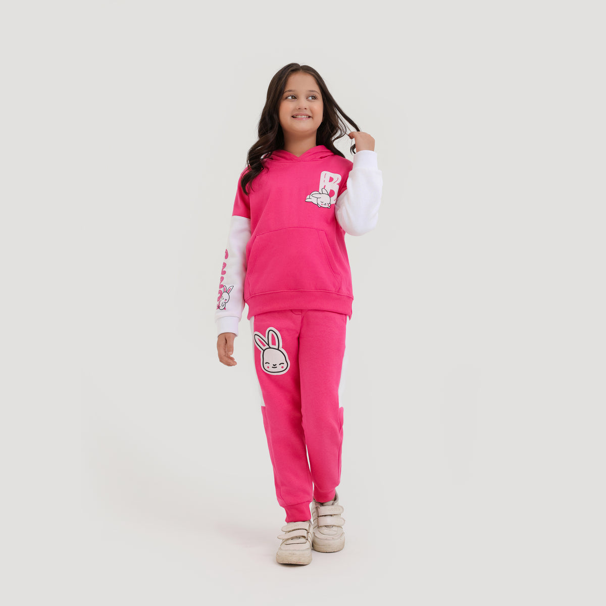 Girls Premium Quality Cut &amp; Sew Graphic Fleece Panel TrackSuit