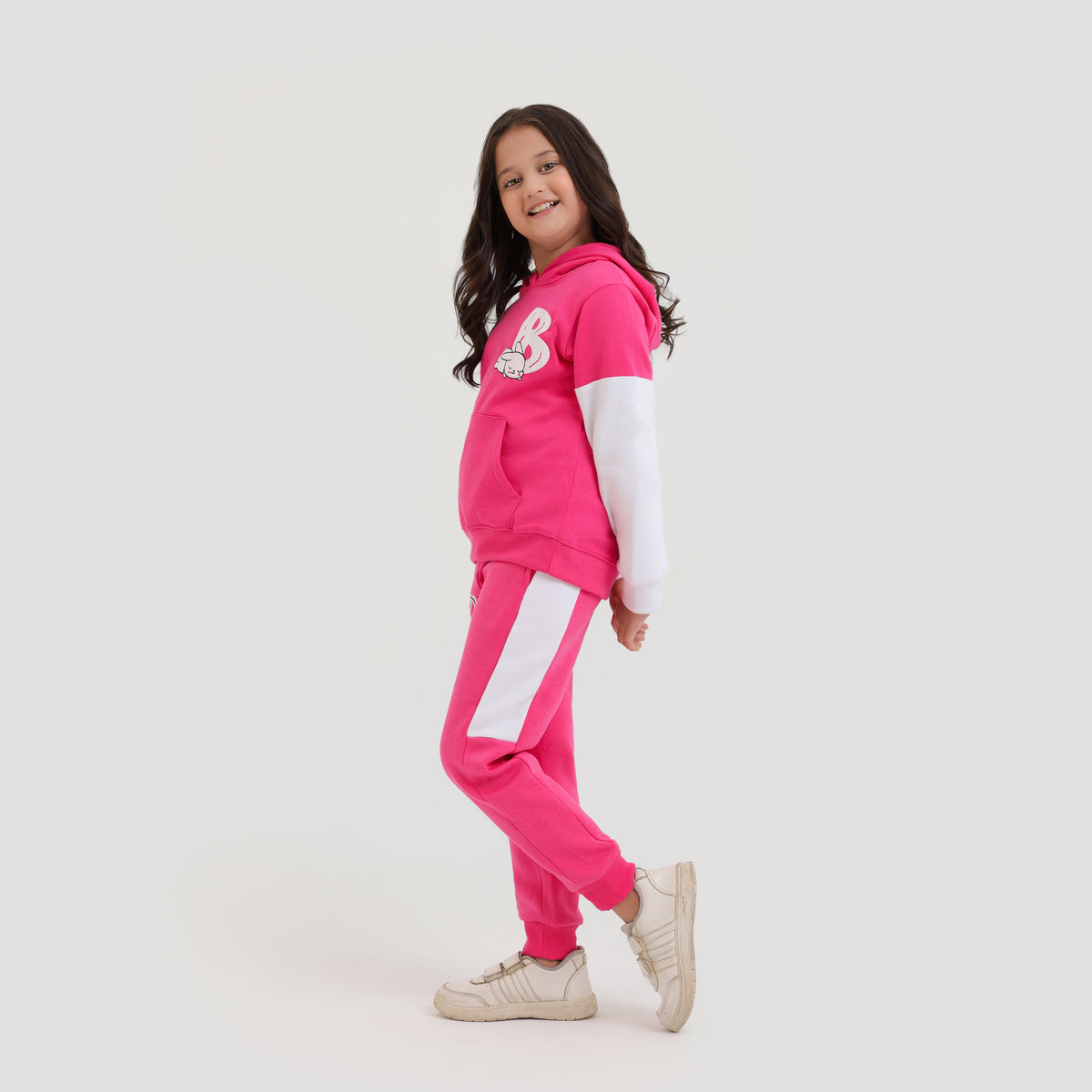 Girls Premium Quality Cut &amp; Sew Graphic Fleece Panel TrackSuit