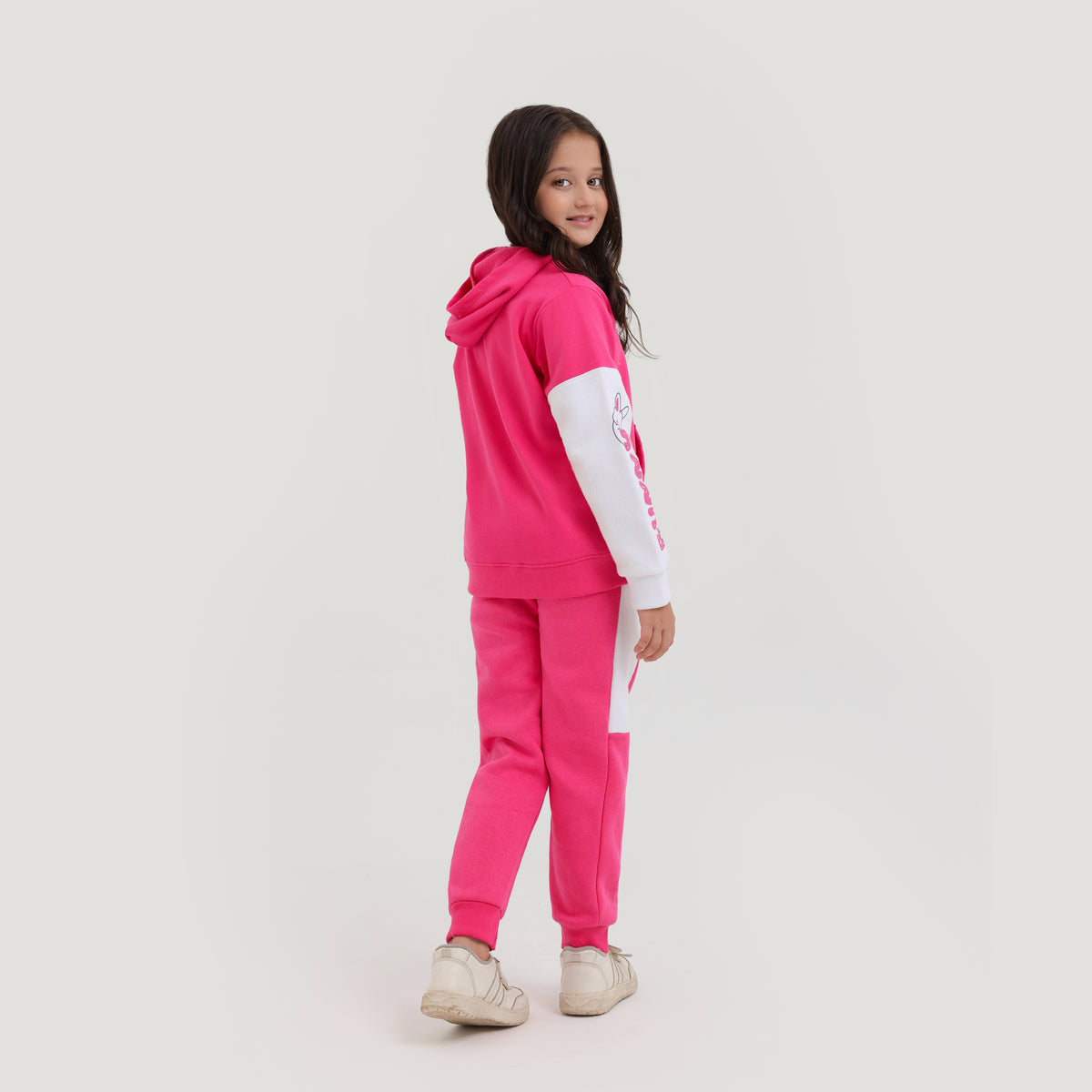 Girls Premium Quality Cut &amp; Sew Graphic Fleece Panel TrackSuit