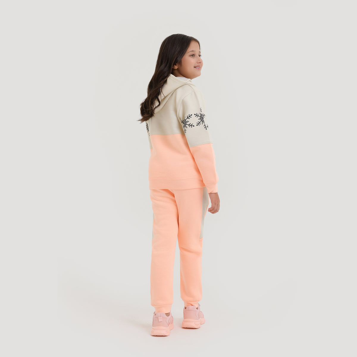 Girls Cut &amp; Sew Graphic Fleece Panel TrackSuit