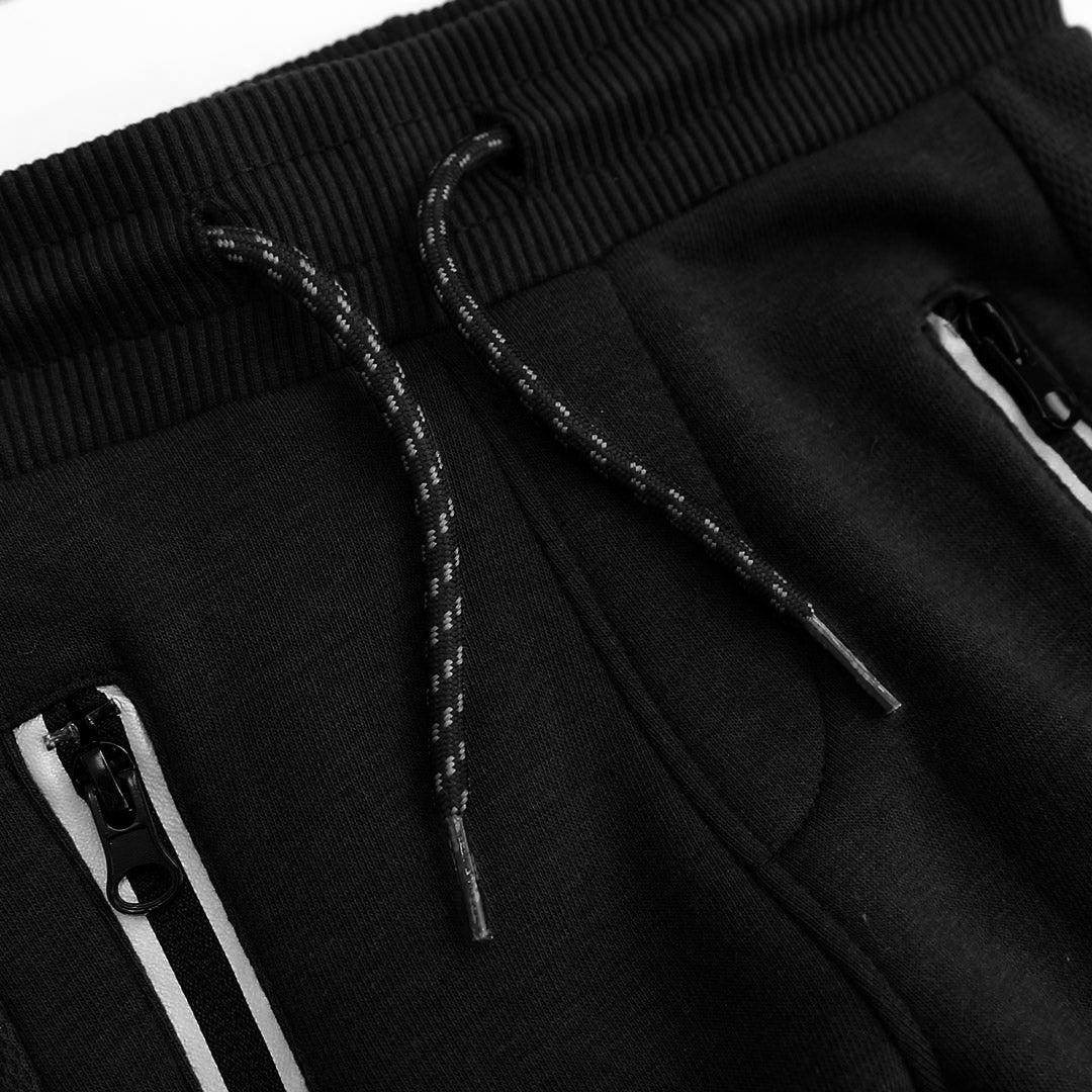 Boys Premium Quality Black Zip Pocket Fleece Jogger Trouser